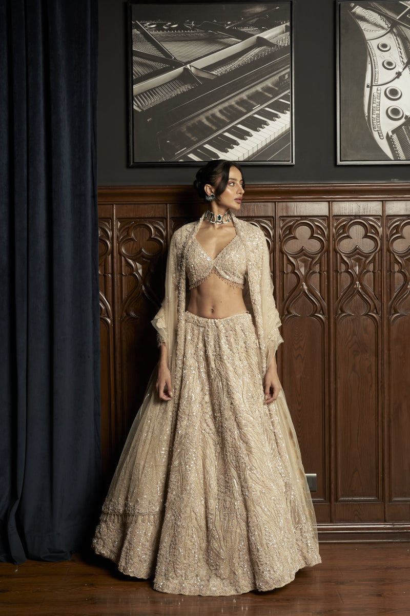 Beige Lehenga Set