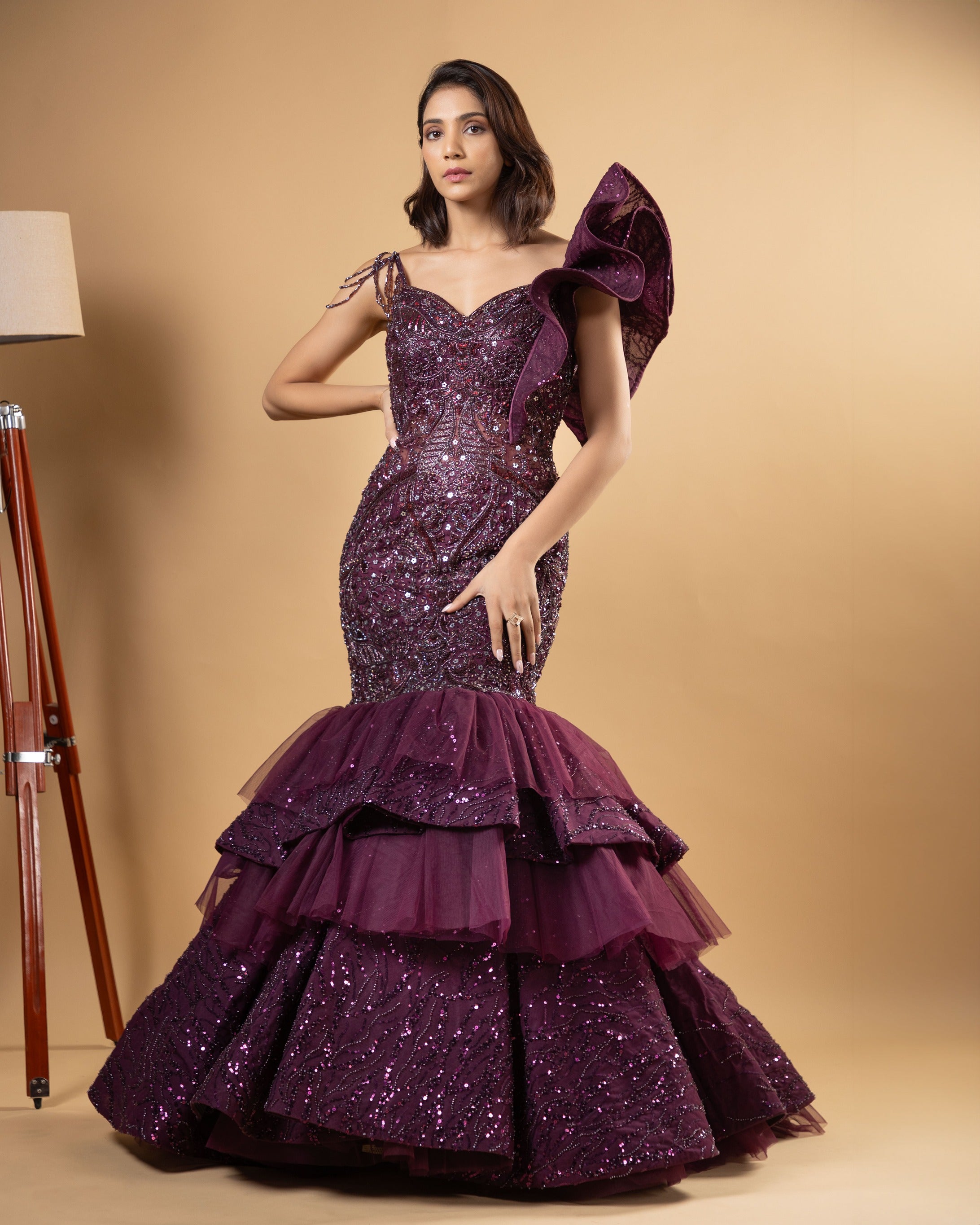 Caroline Burgundy Fishcut Gown