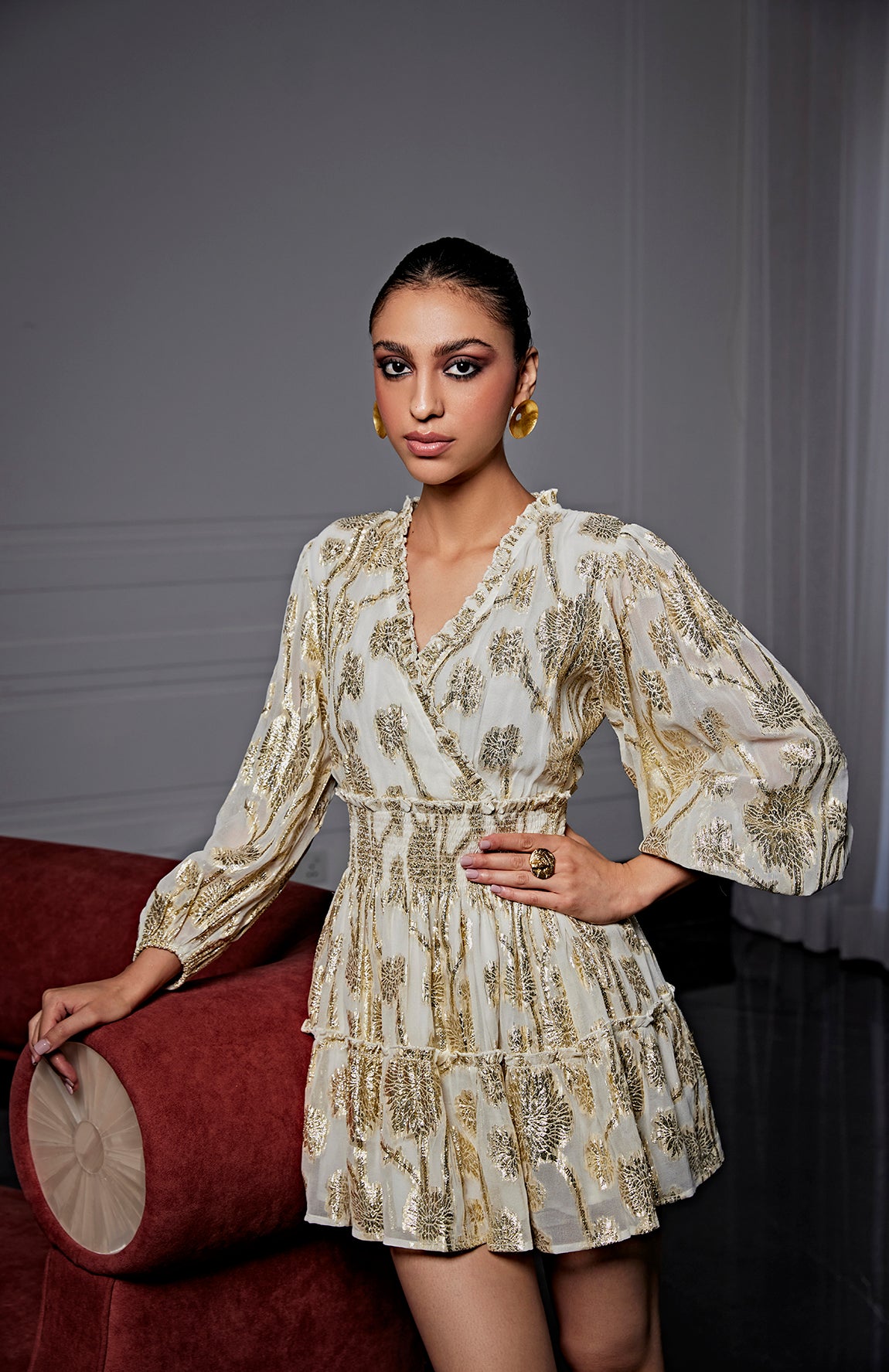 green emerald velvet dress Calixa Lurex Midi Dress Gold | Dresses