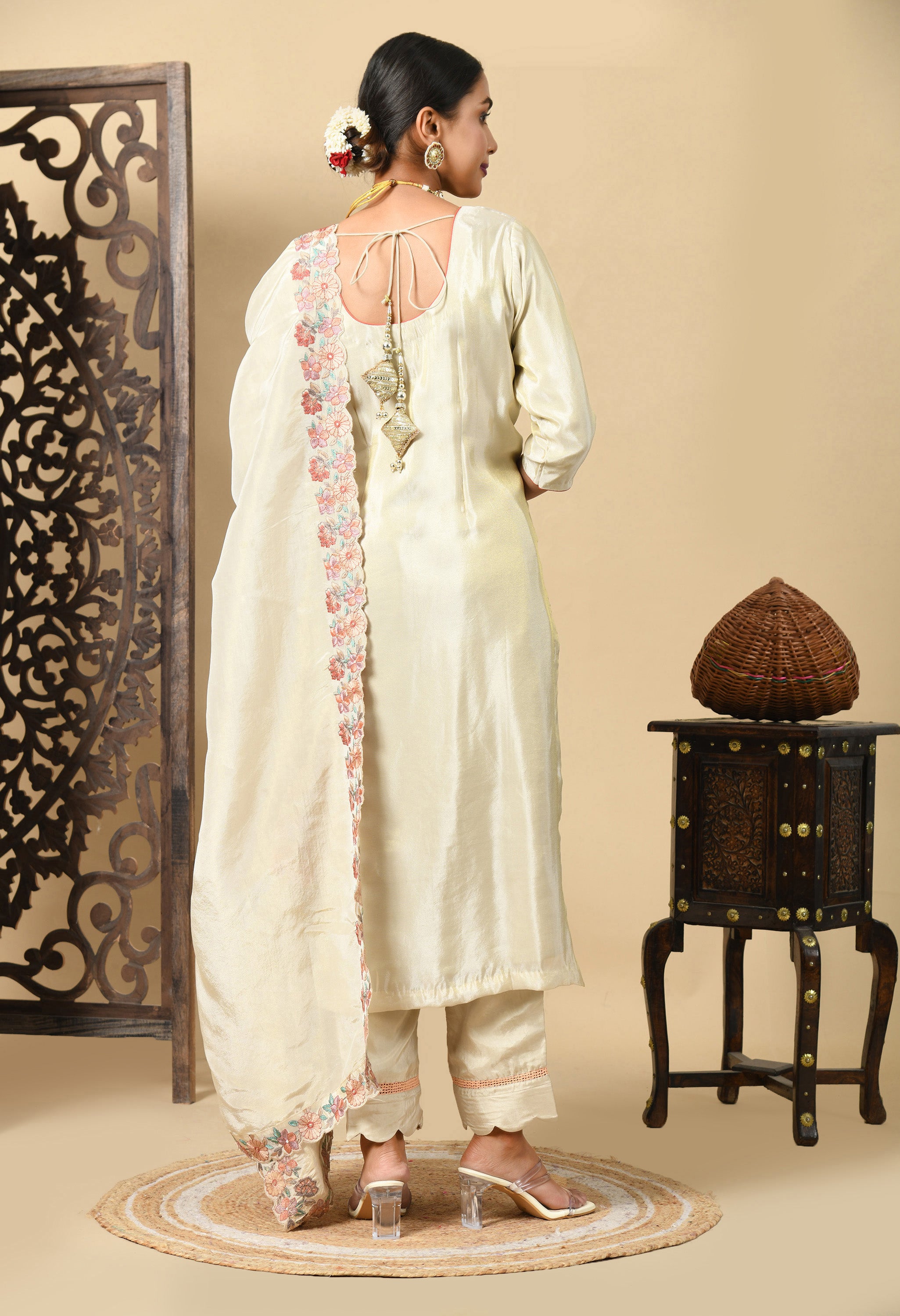 Golden Cream Kurta Set