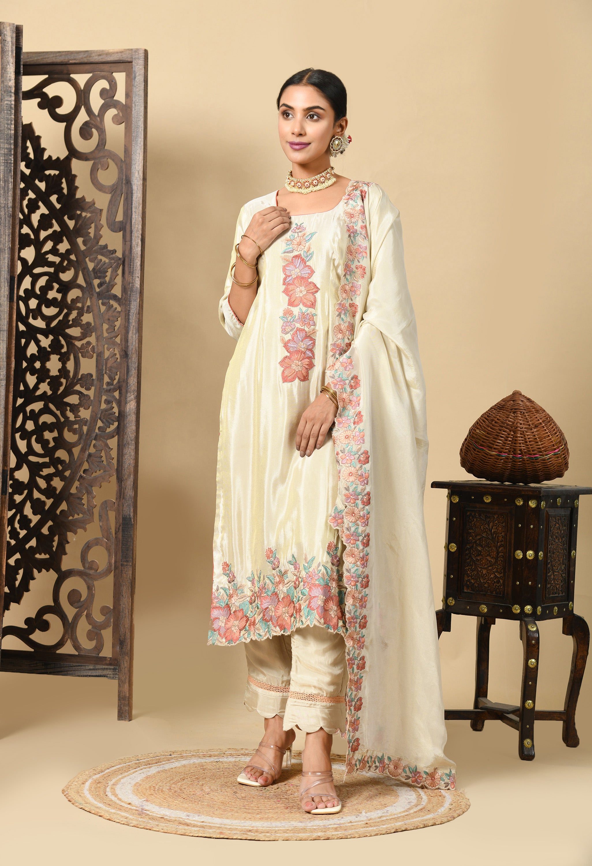 Golden Cream Kurta Set