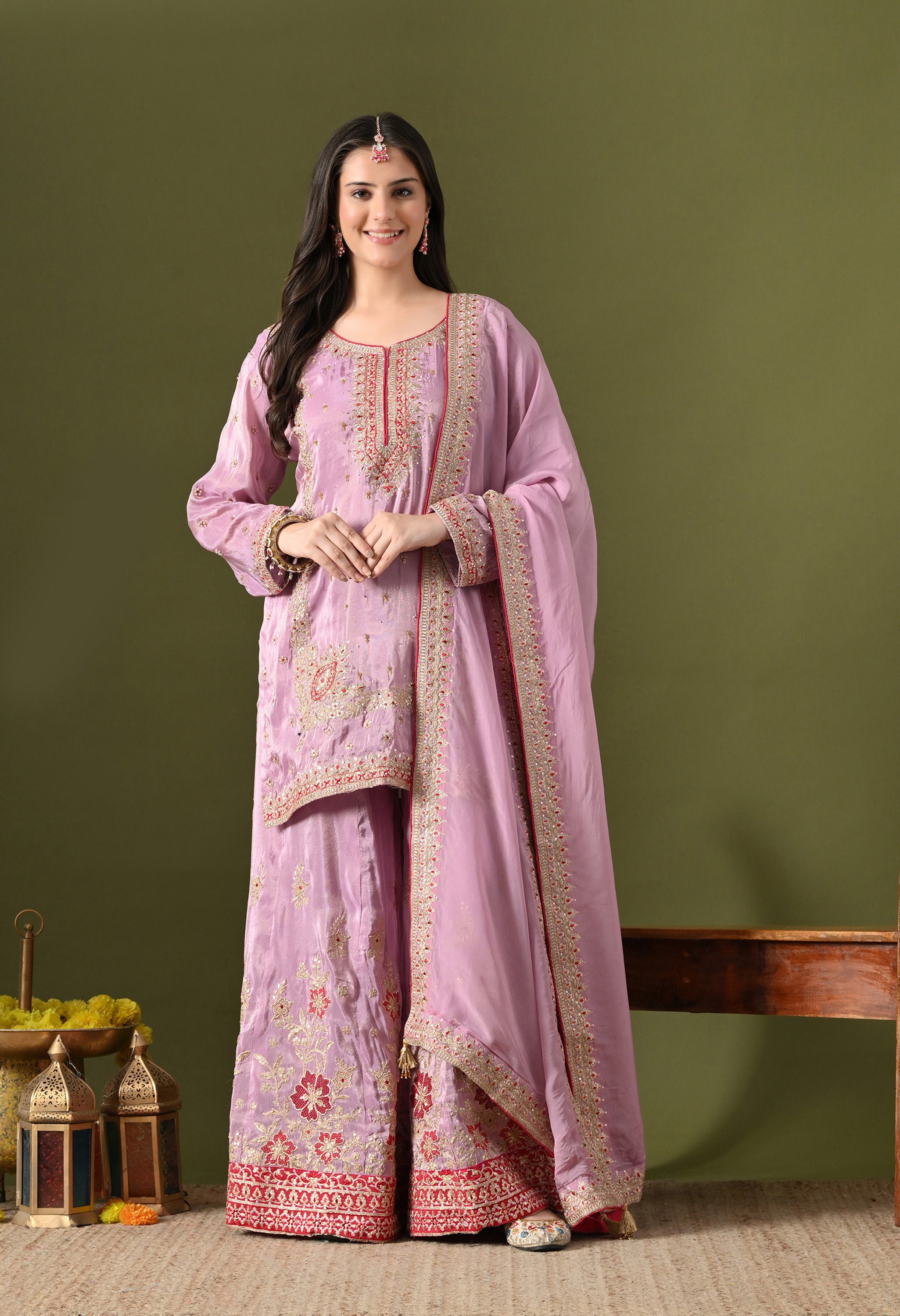 Purple Sharara Set