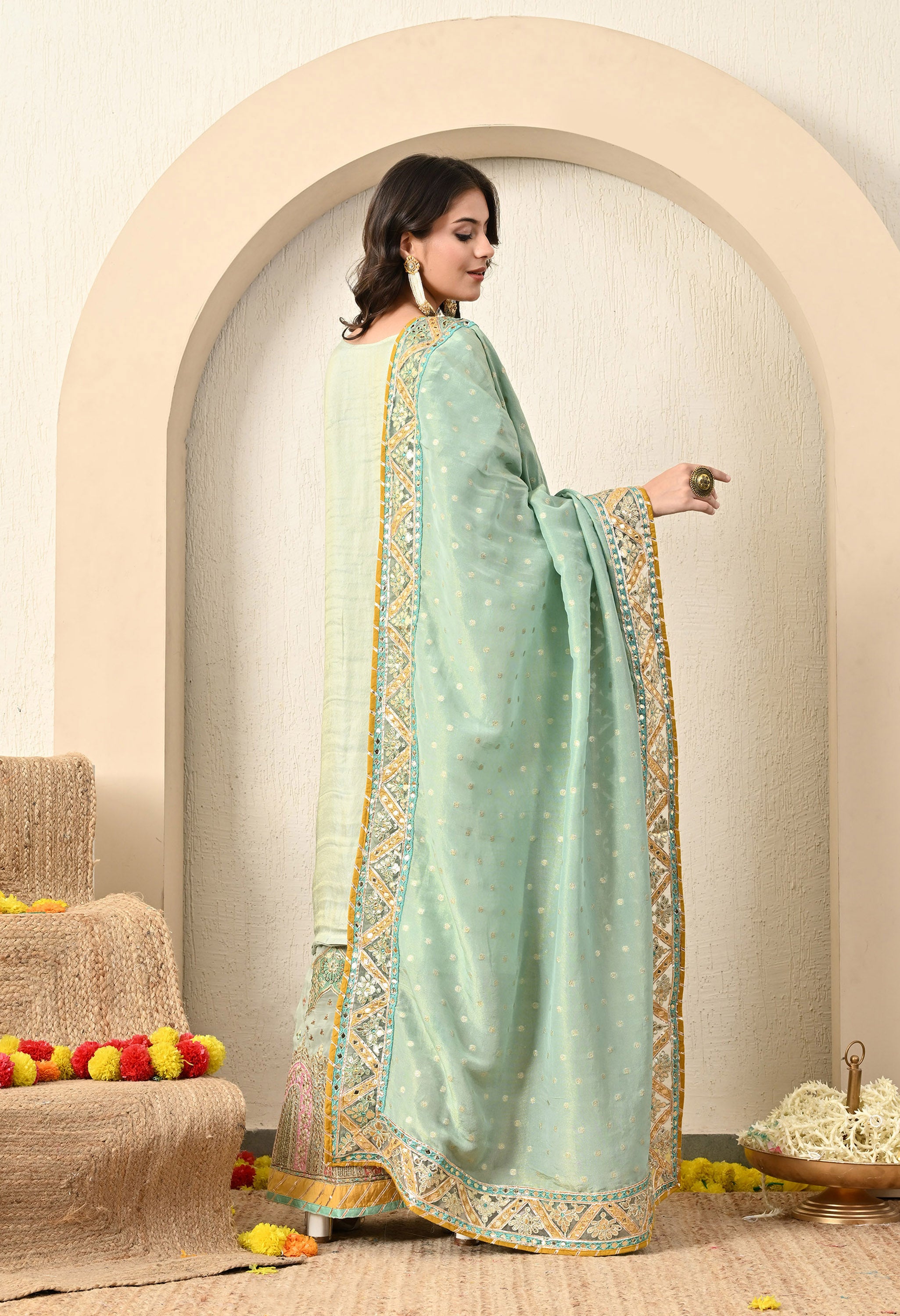 Light Green Gotta & Zari Work Lehenga Set