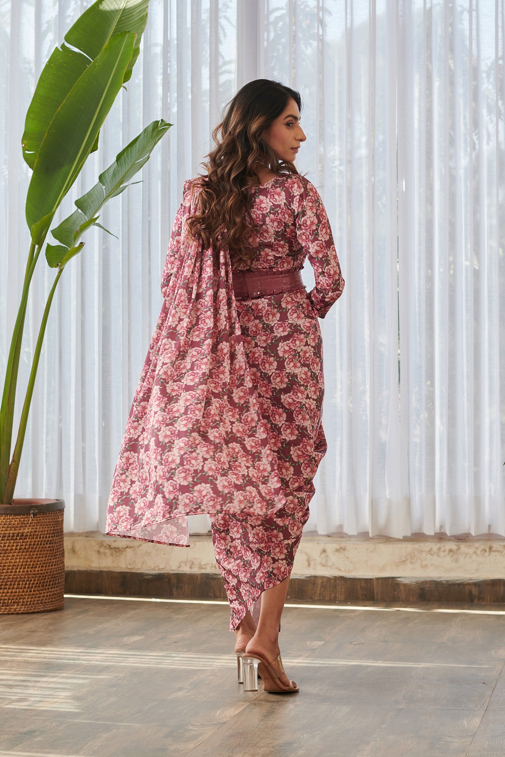 Burgundy Saree Dress