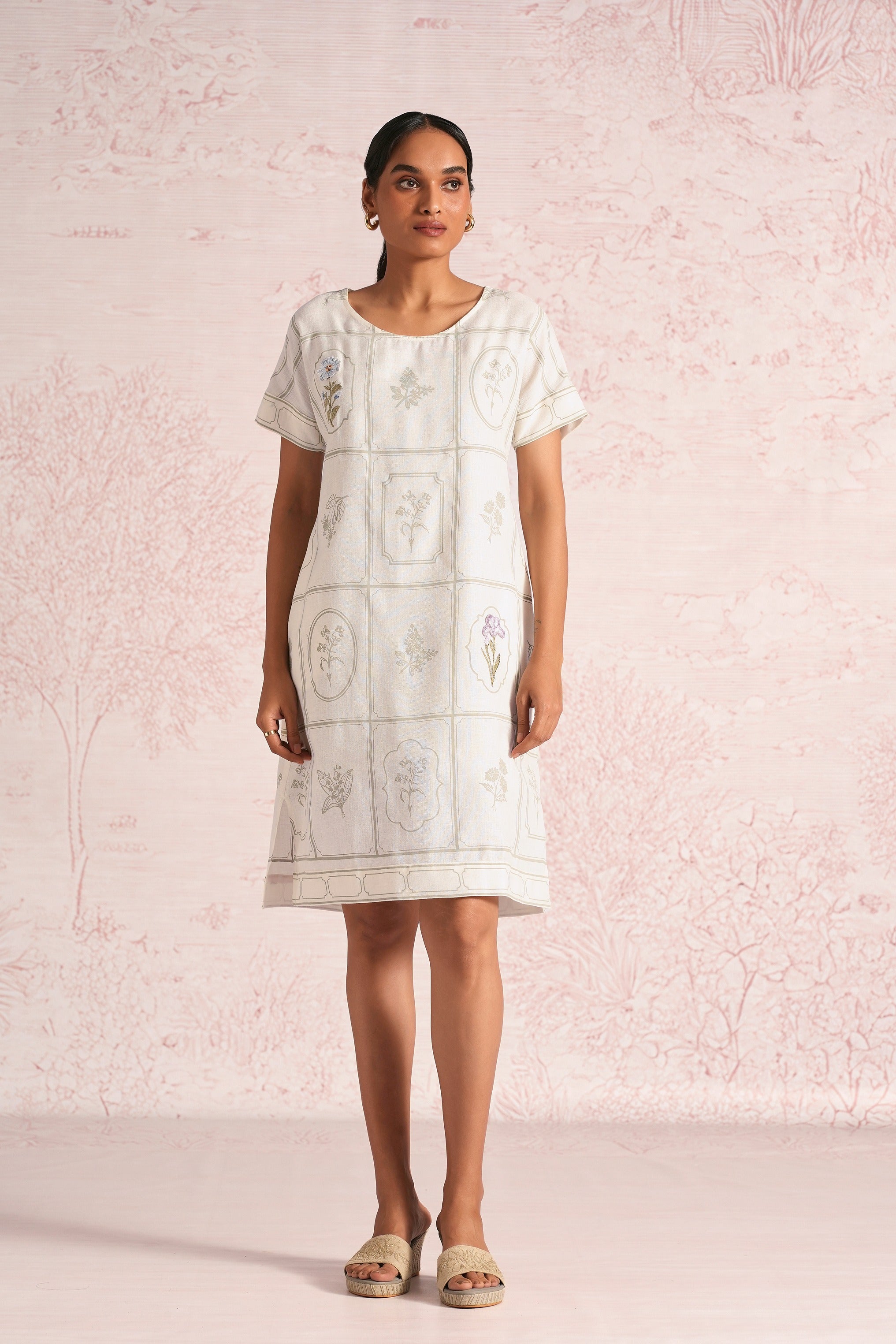 Garden Gallery Leaf Dress - Off White