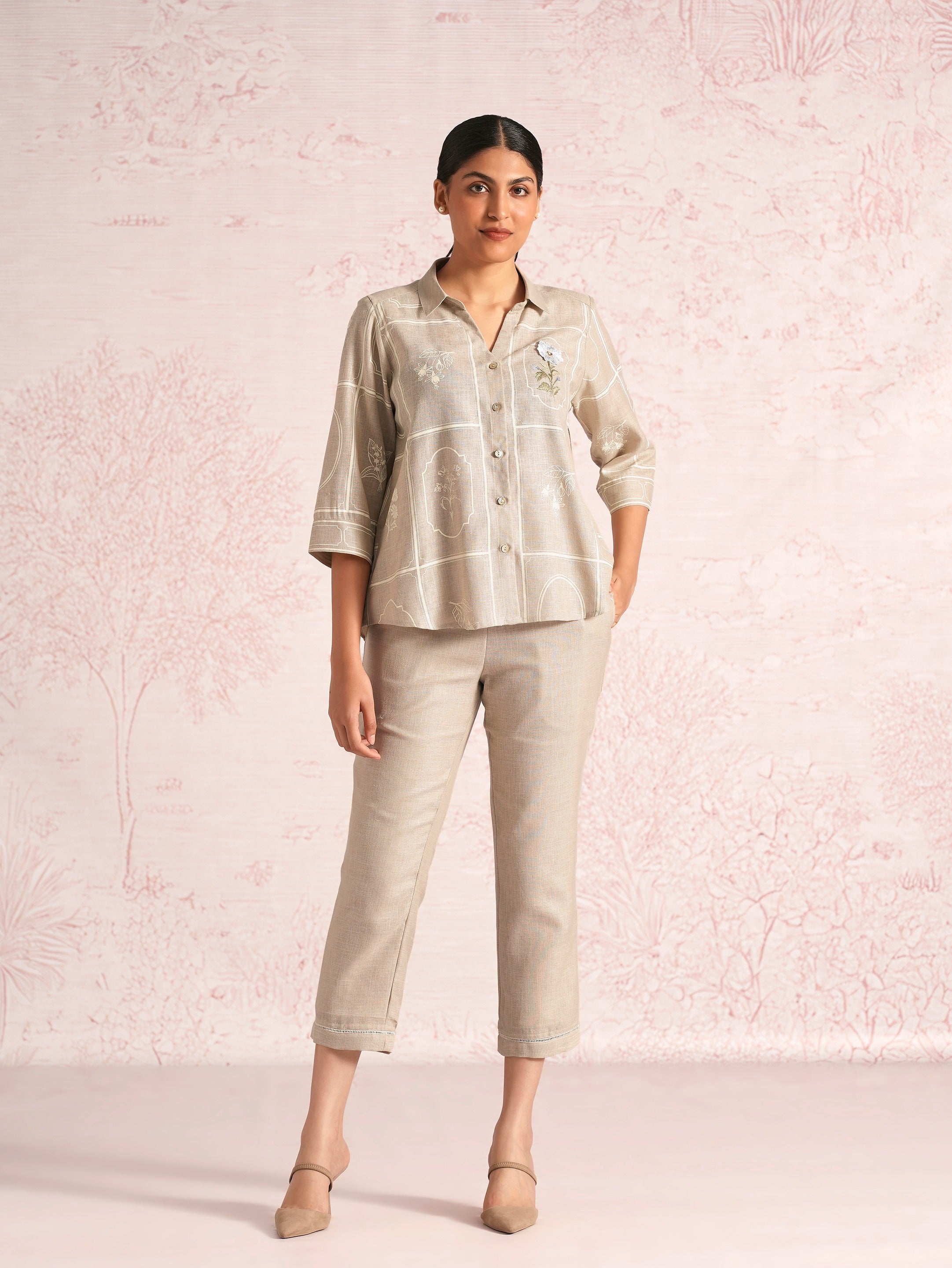 Garden Gallery Ava Shirt Co-Ord - Natural