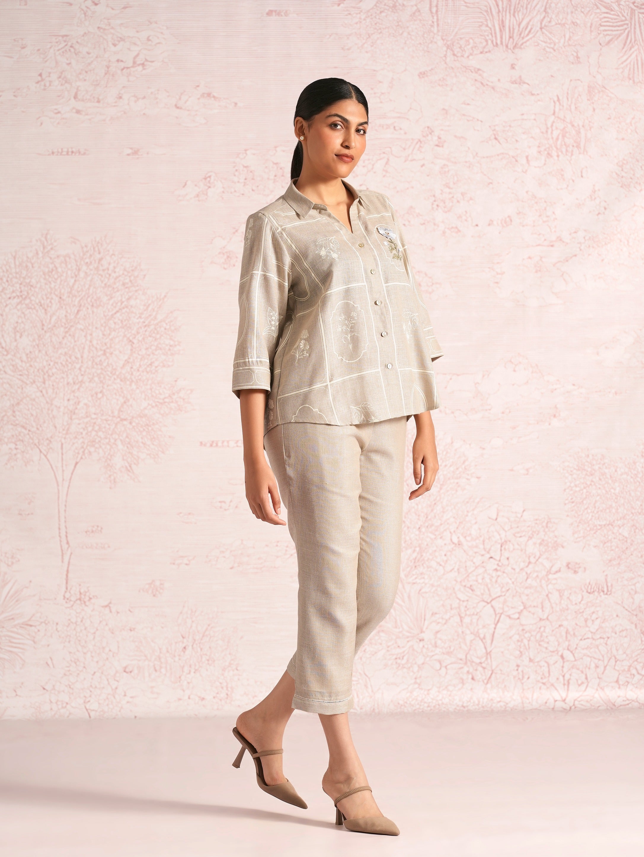 Garden Gallery Ava Shirt Co-Ord - Natural