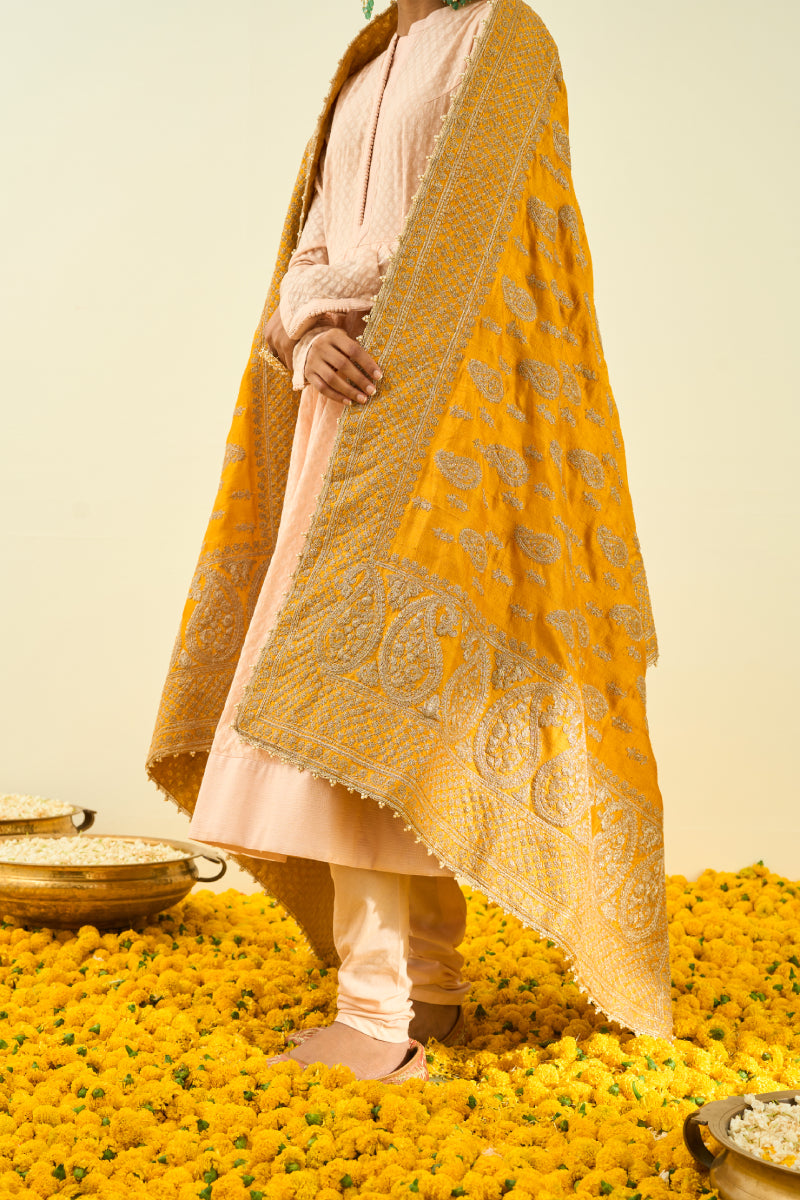 Glaze Mustard Tilla Embroidery Odhni