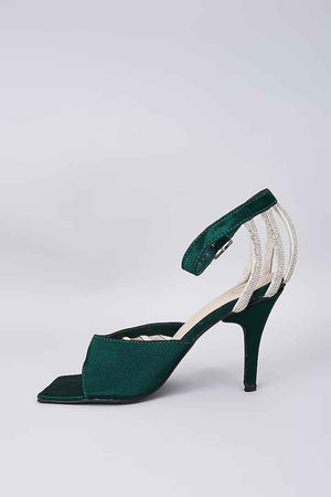Green Elle Crisscross String Heel Sandals