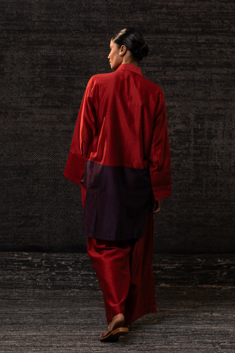 Gulnaar Leaf Co-ord Set-Red