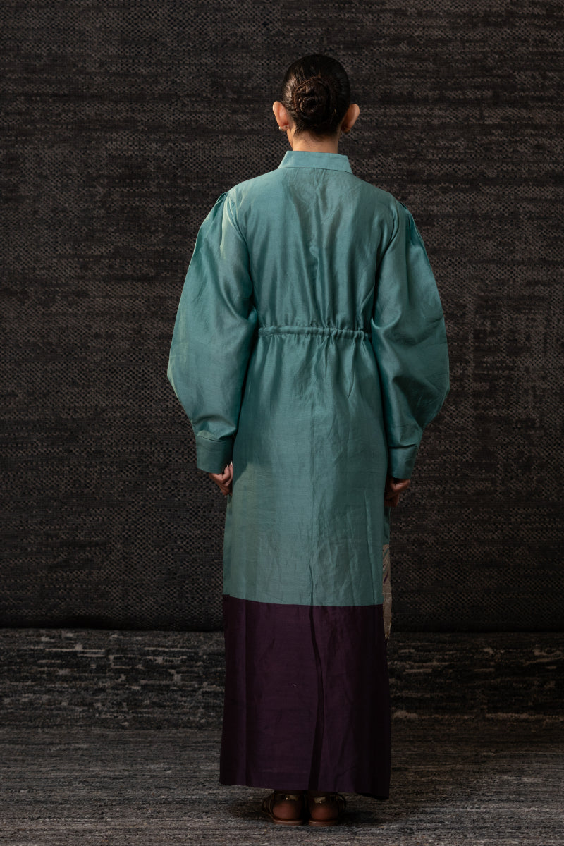 Gulnaar Shirt Dress-Aqua Purple