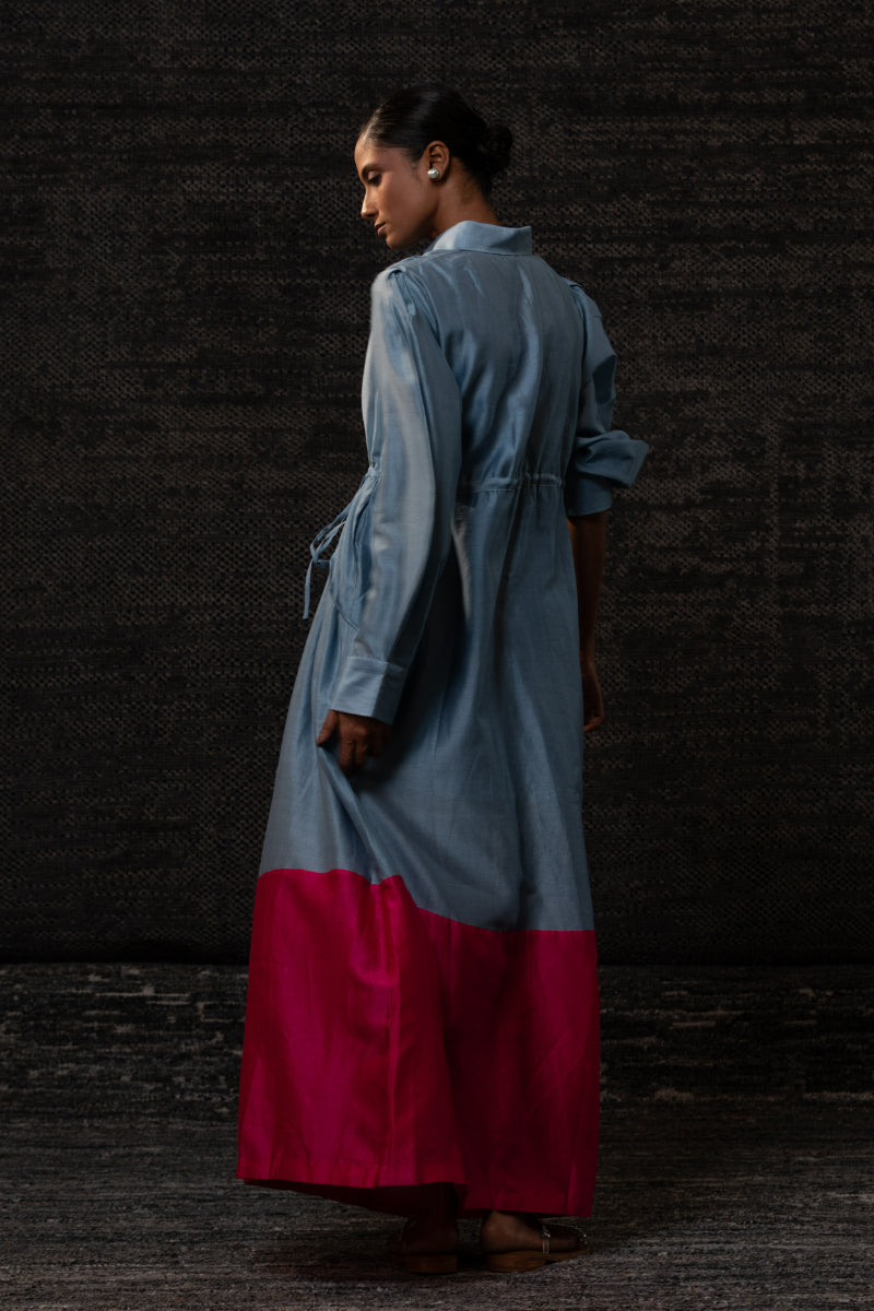 Gulnaar Shirt Dress-Blue Pink