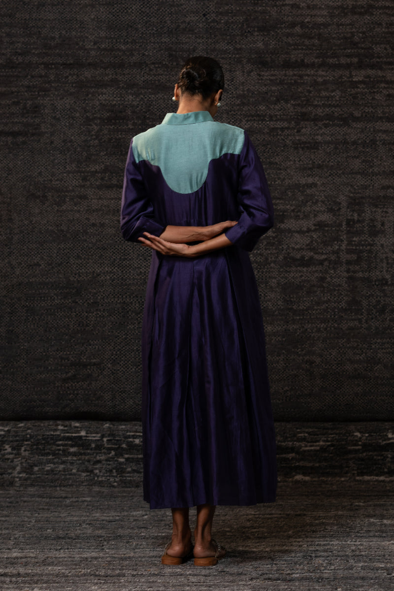 Gulnaar Yolk Dress-Purple Aqua