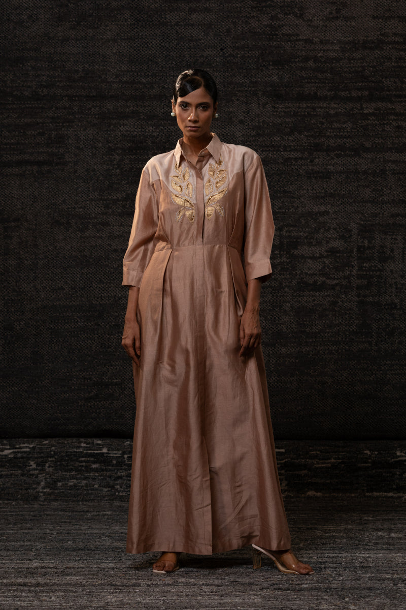 Gulnaar Yolk Dress-Rosewood