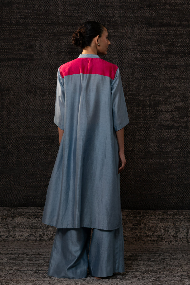Gulnaar Yolk KurtaSet-Blue