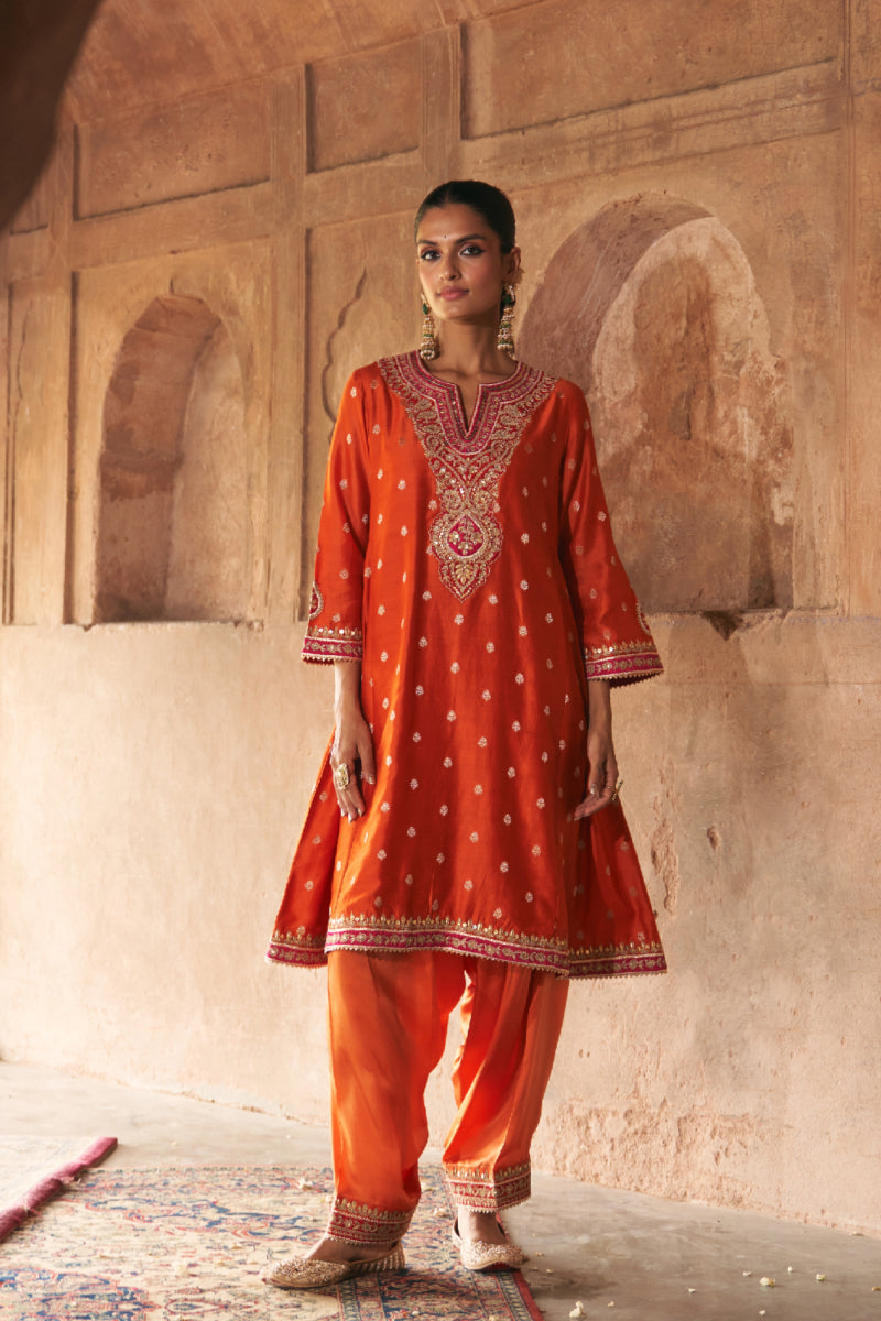 HAFSA - BURNT ORANGE CHAUGA WITH SALWAR