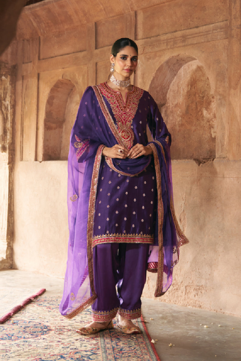 HAFSA - DEEP PURPLE CHAUGA WITH SALWAR WITH DUPATTA