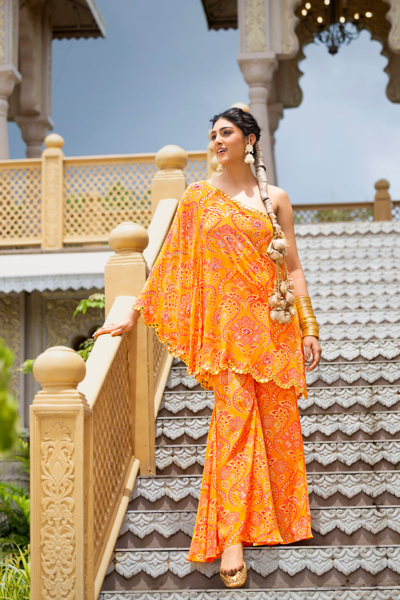 SHARARA PANT + ONE SHOULDER TOP - HAYA YELLOW