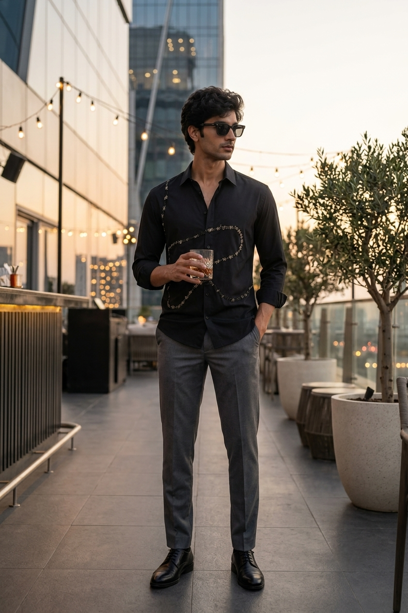 Black Wave Grey Shirt