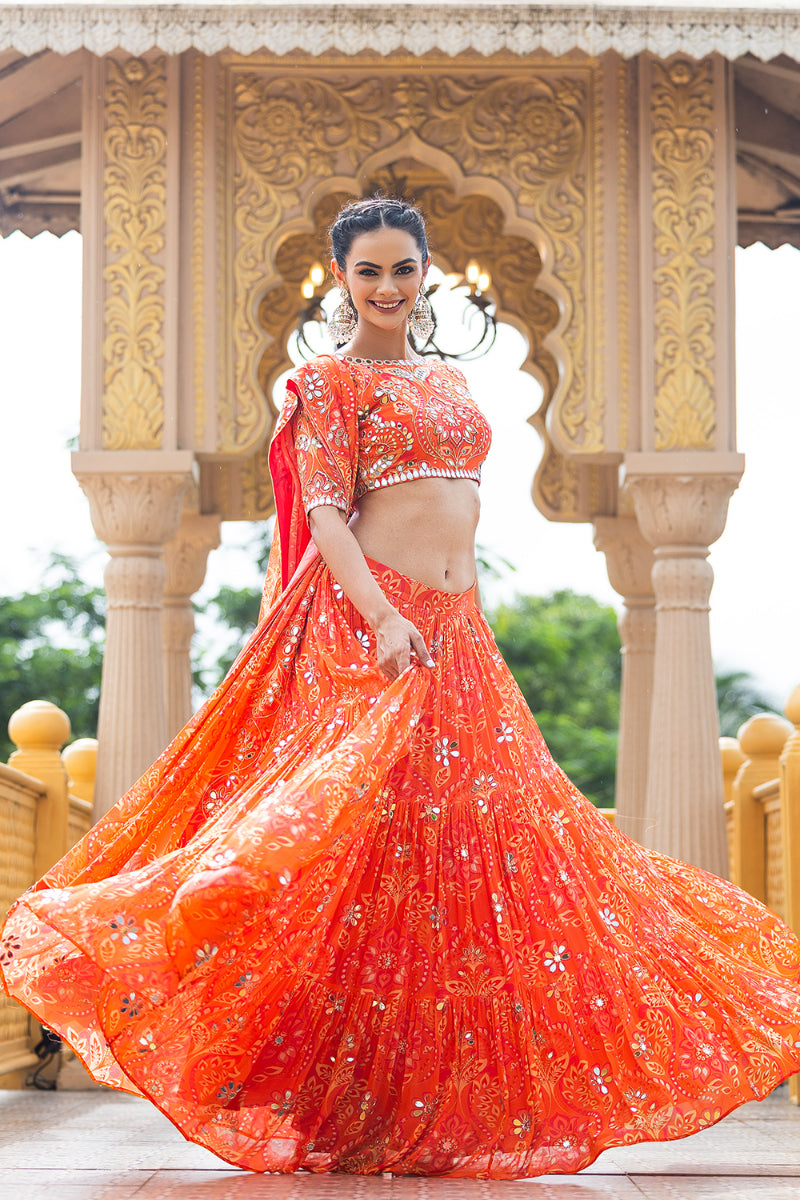 LEHENGA + BLOUSE + DUPATTA - HEER ORANGE