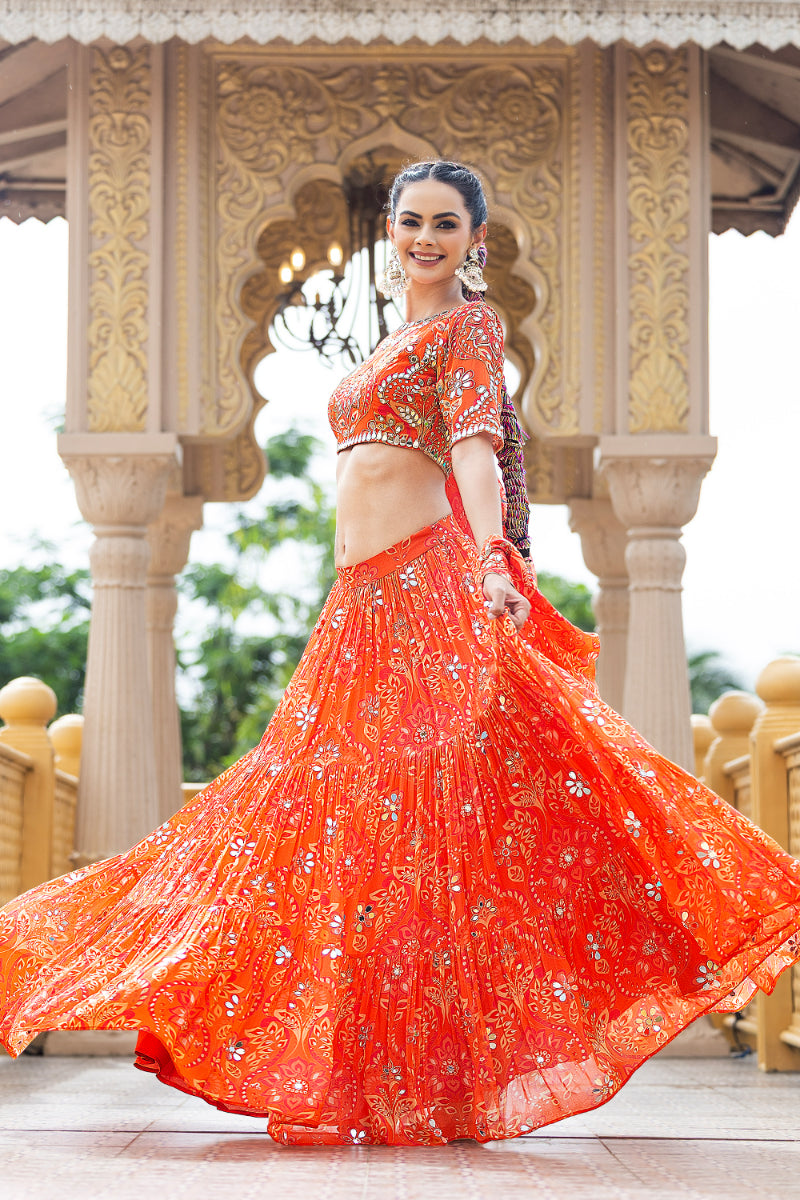 LEHENGA + BLOUSE + DUPATTA - HEER ORANGE