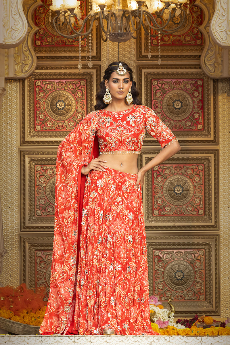 LEHENGA + BLOUSE + DUPATTA - HEER RED