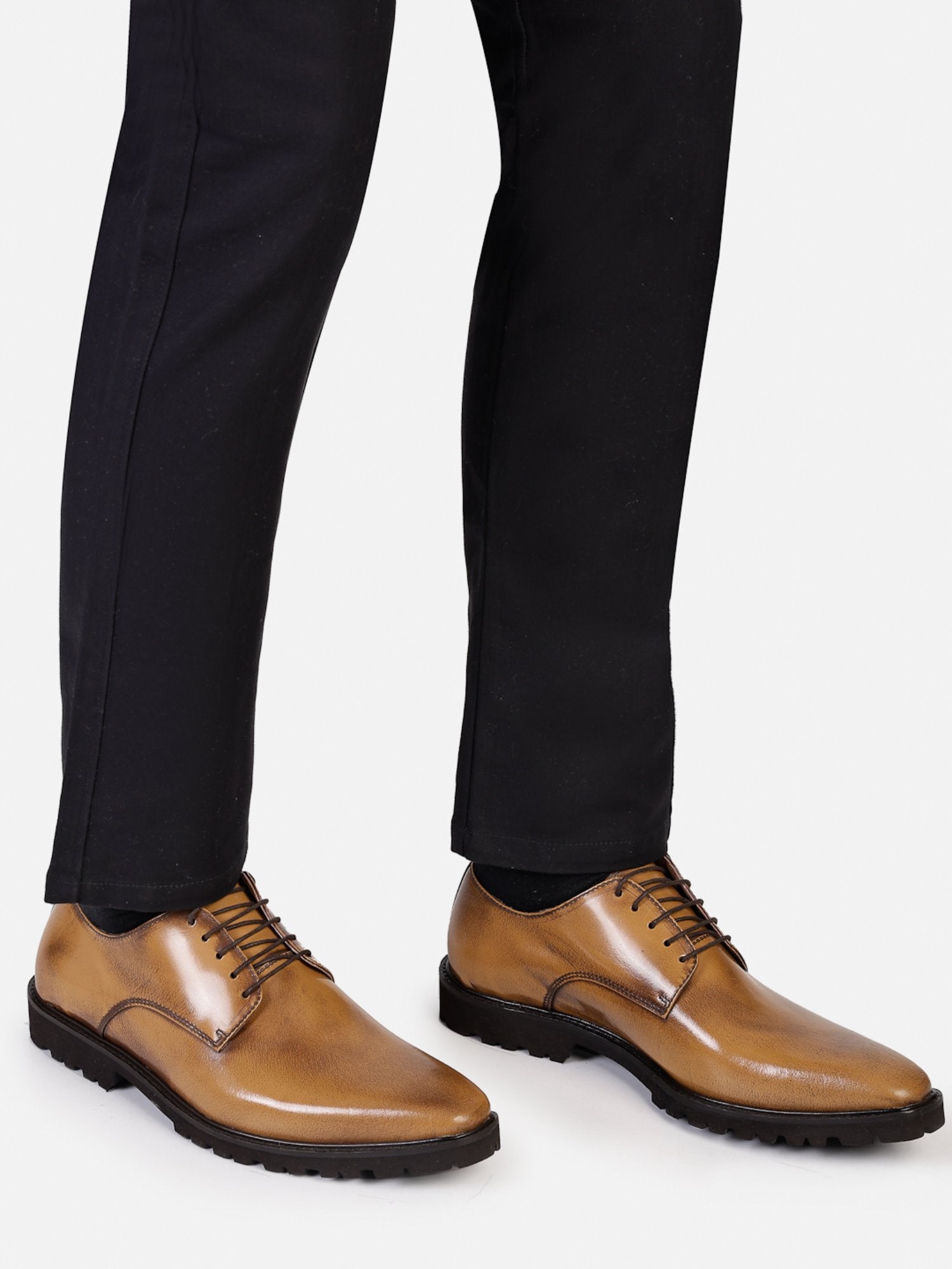 Hats Off Accessories Luxe Genuine Leather Tan Patent Lace Up