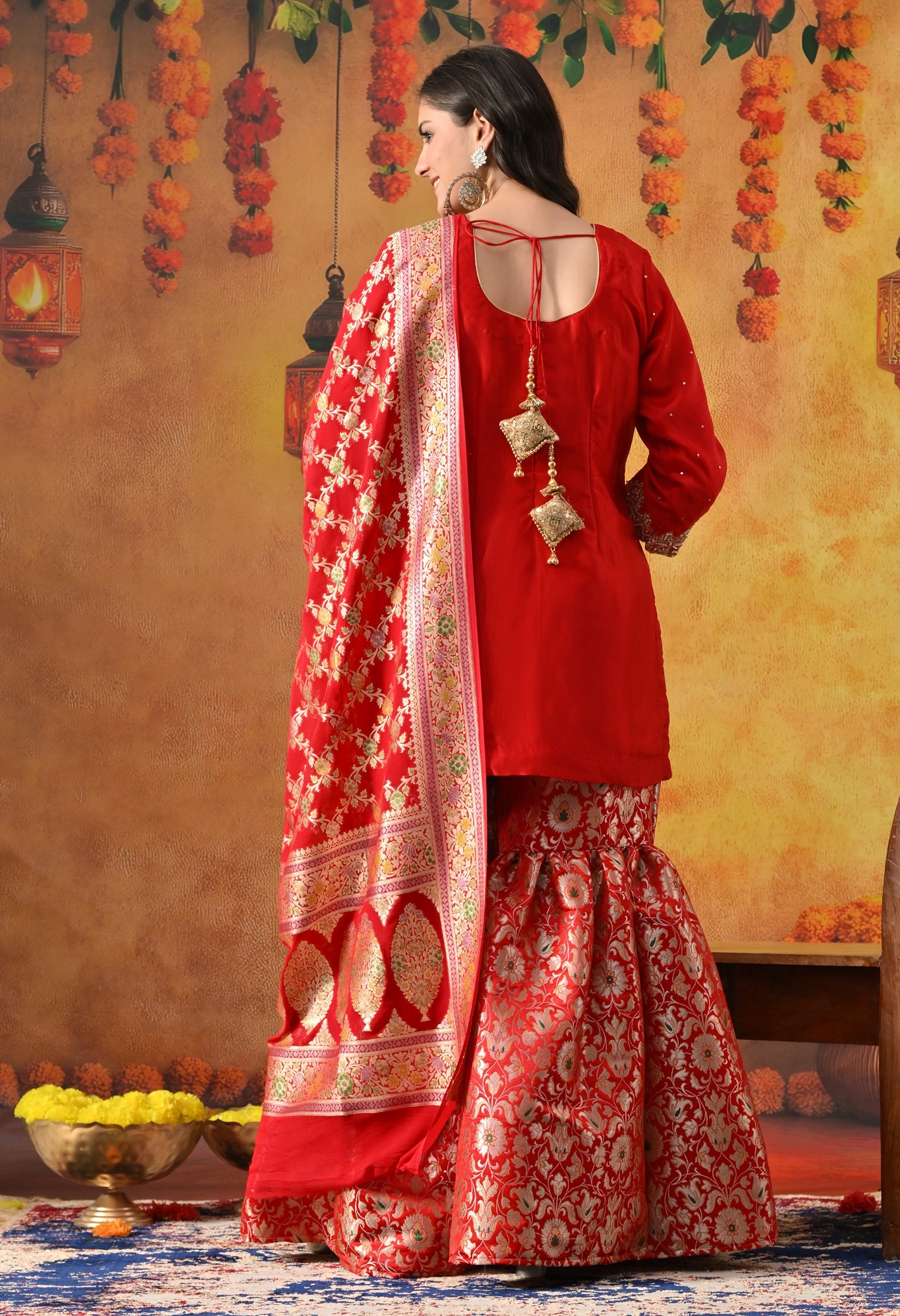 Red Sharara Set