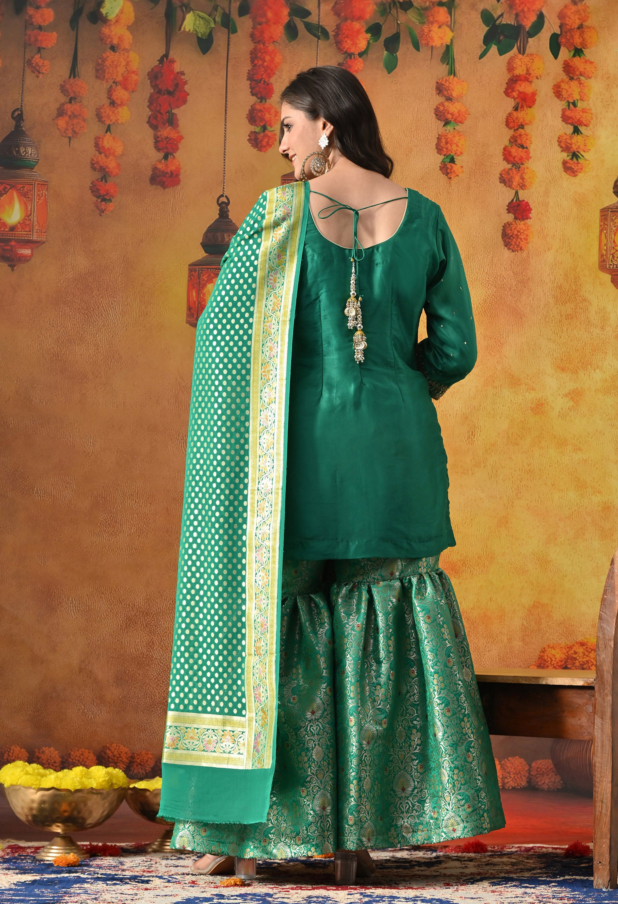 Green Sharara Set