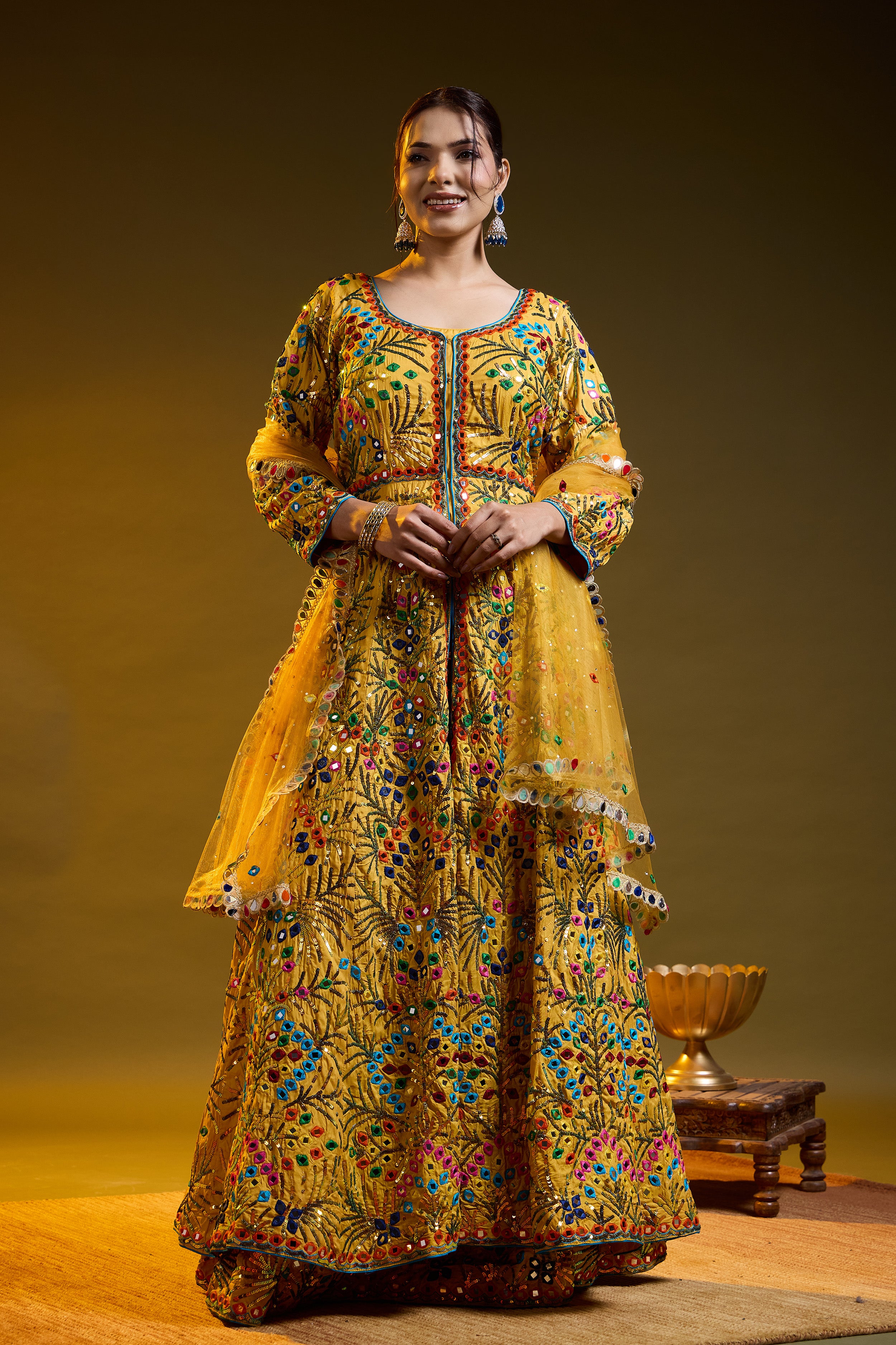 Yellow Thread Mirror Gown