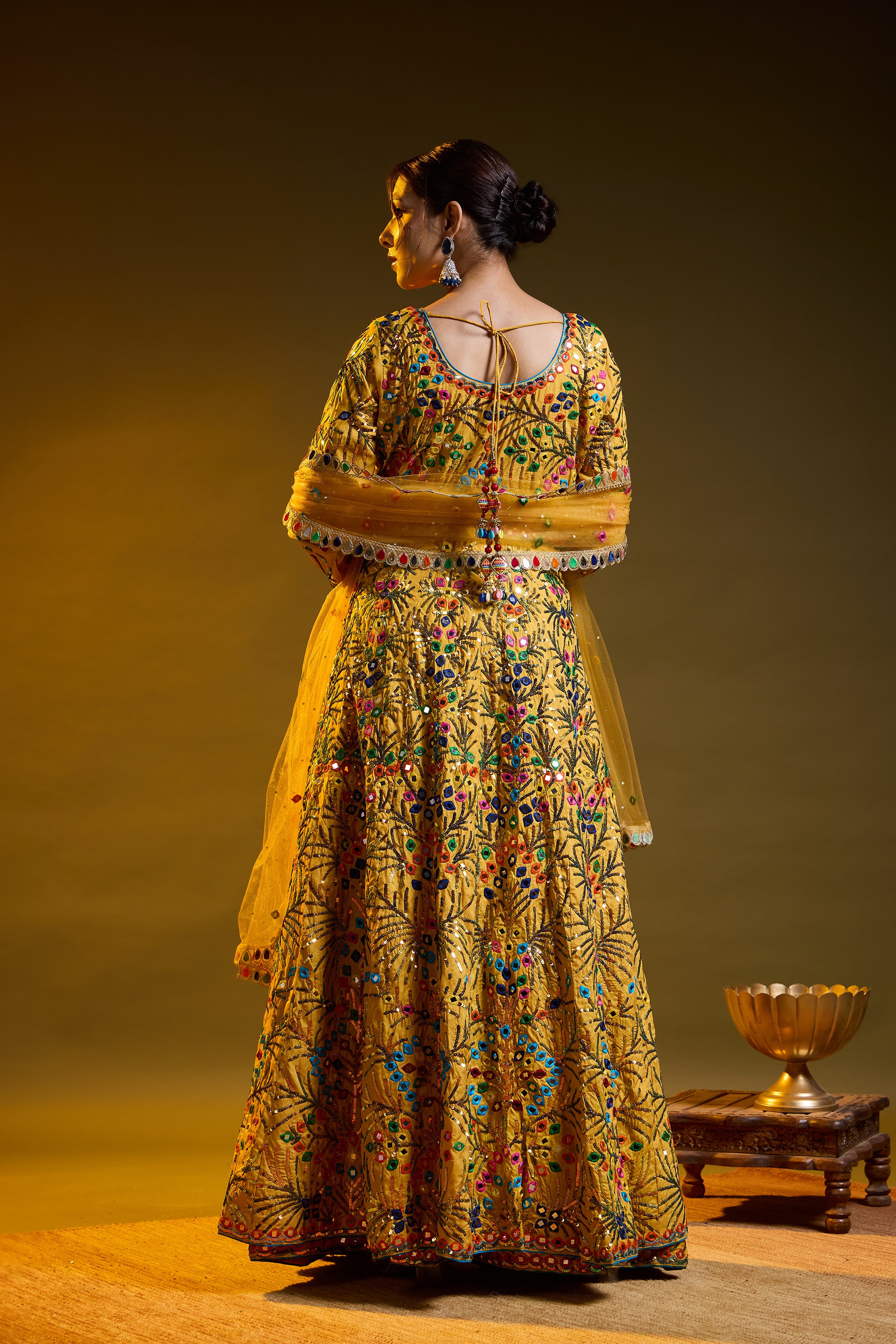 Yellow Thread Mirror Gown