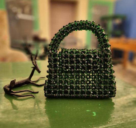 Crystal Flap Bag In Green