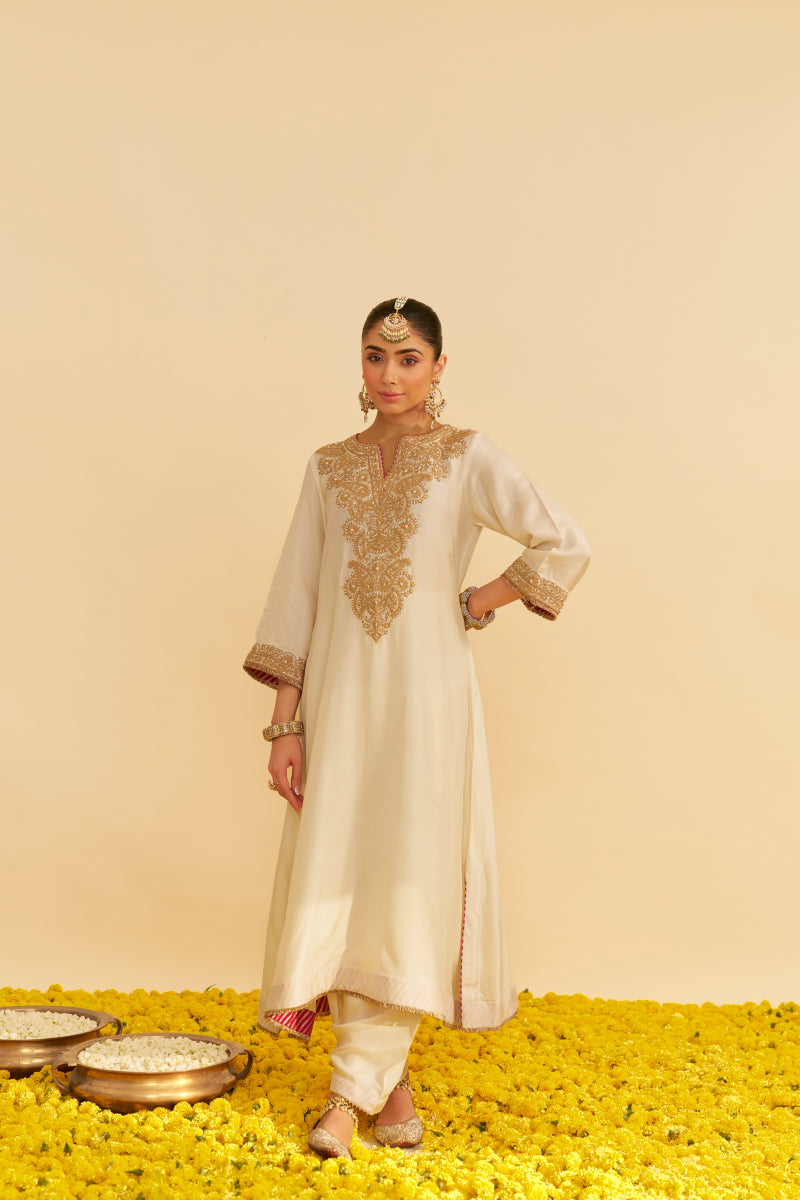 Hiba-Long Kaftan With Salwar And Dupatta