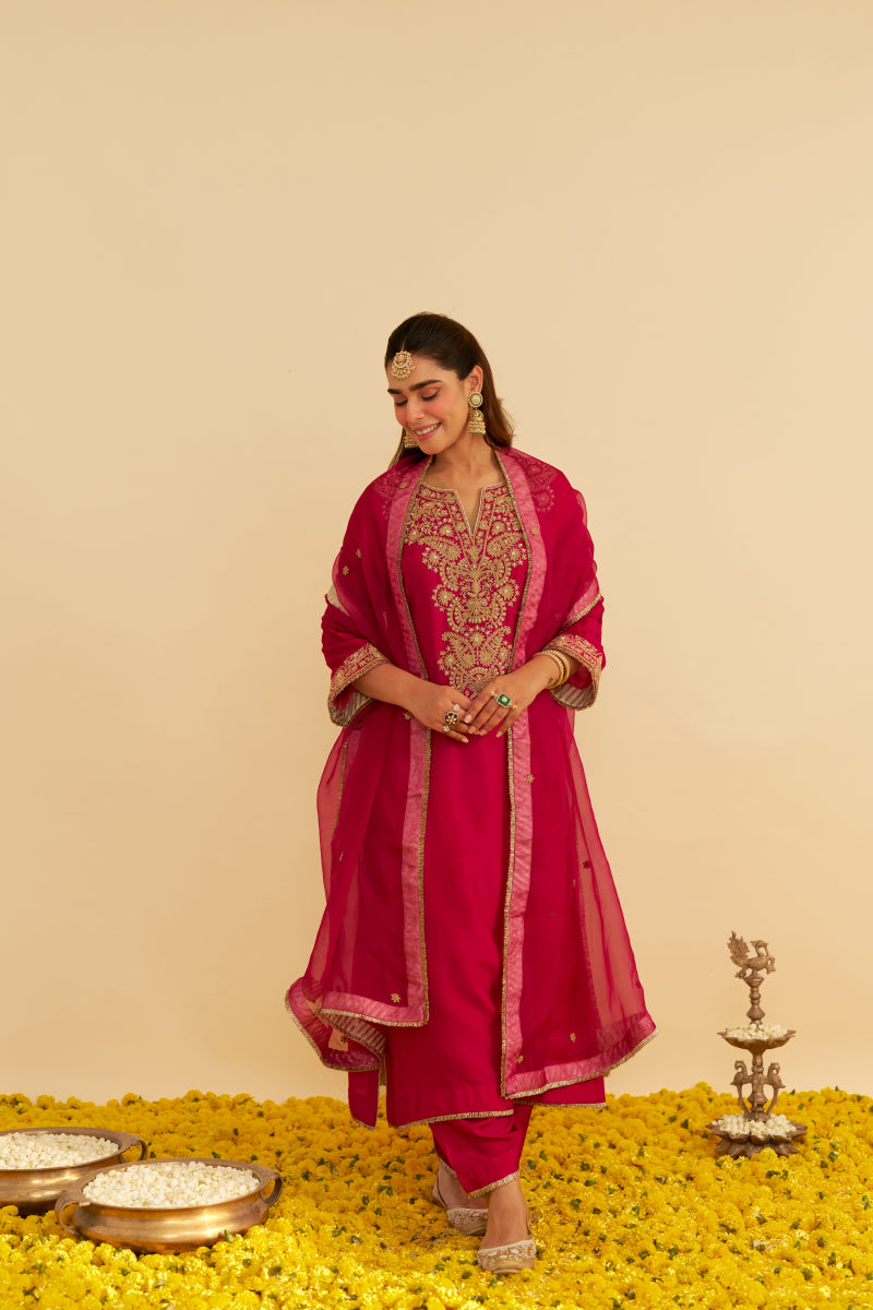 Hiba-Long Kaftan With Salwar And Dupatta
