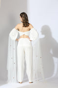 Load image into Gallery viewer, White Embroidered Off Shoulder Pant Set With Drape
