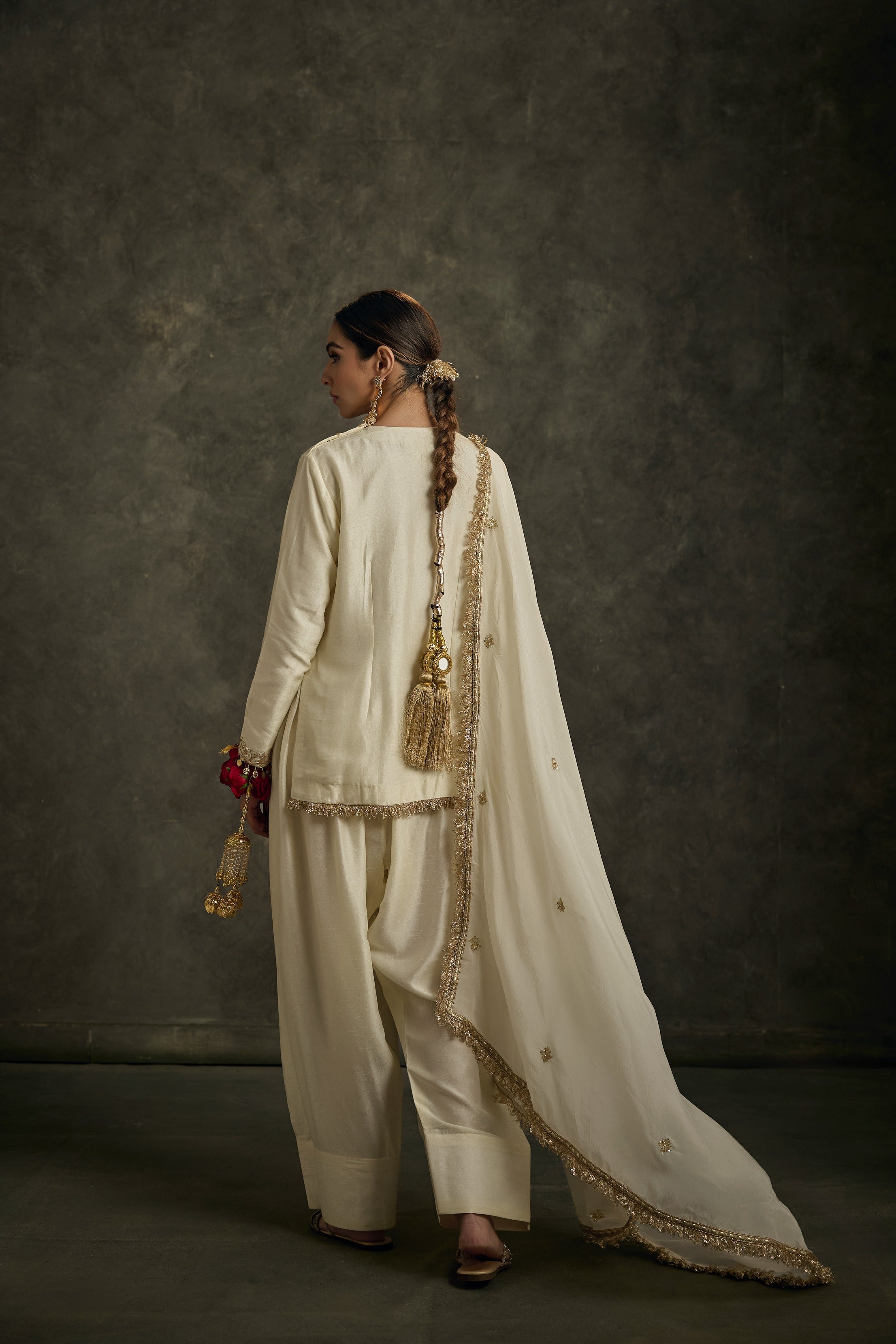 Sohniyat -Ivory Zardozi Kurta Salwaar Set with Embroidered Dupatta