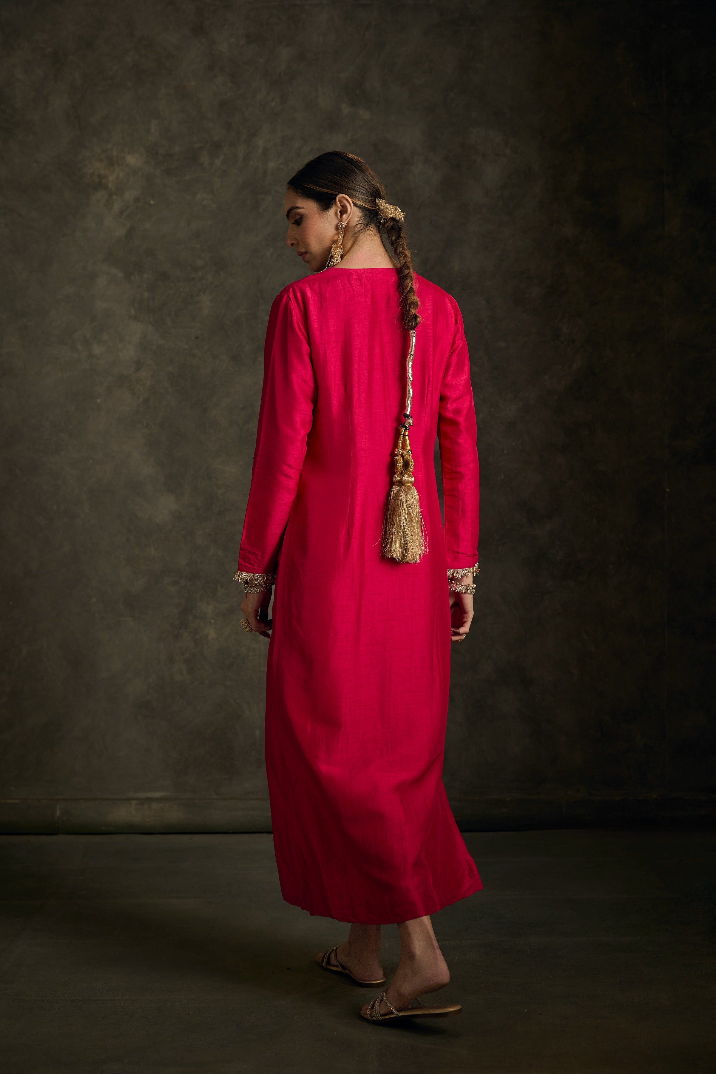 Rehaya - Hot Pink Embroidered Kurta Dress