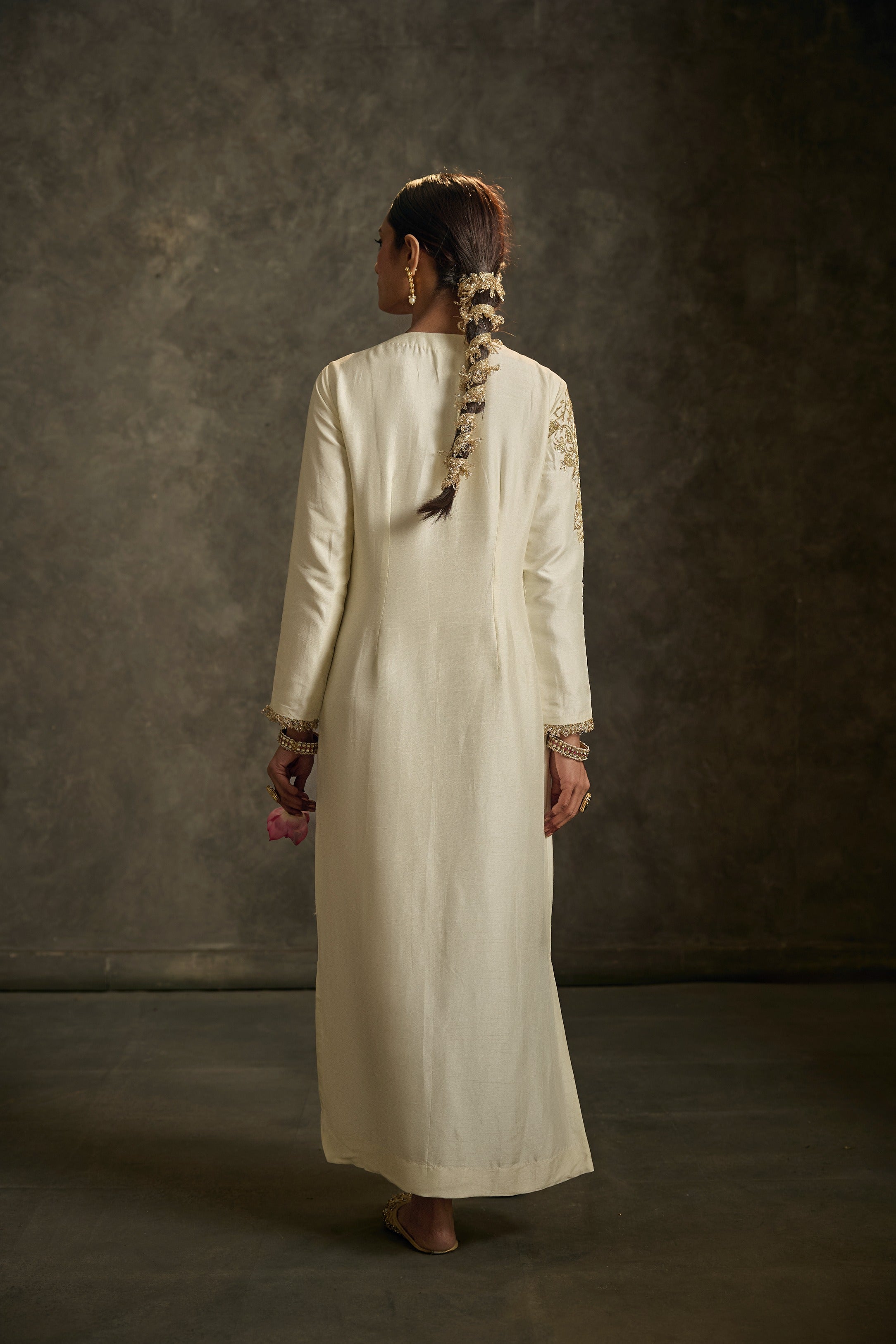 Suhraani-Ivory Embroidered Kurta Dress