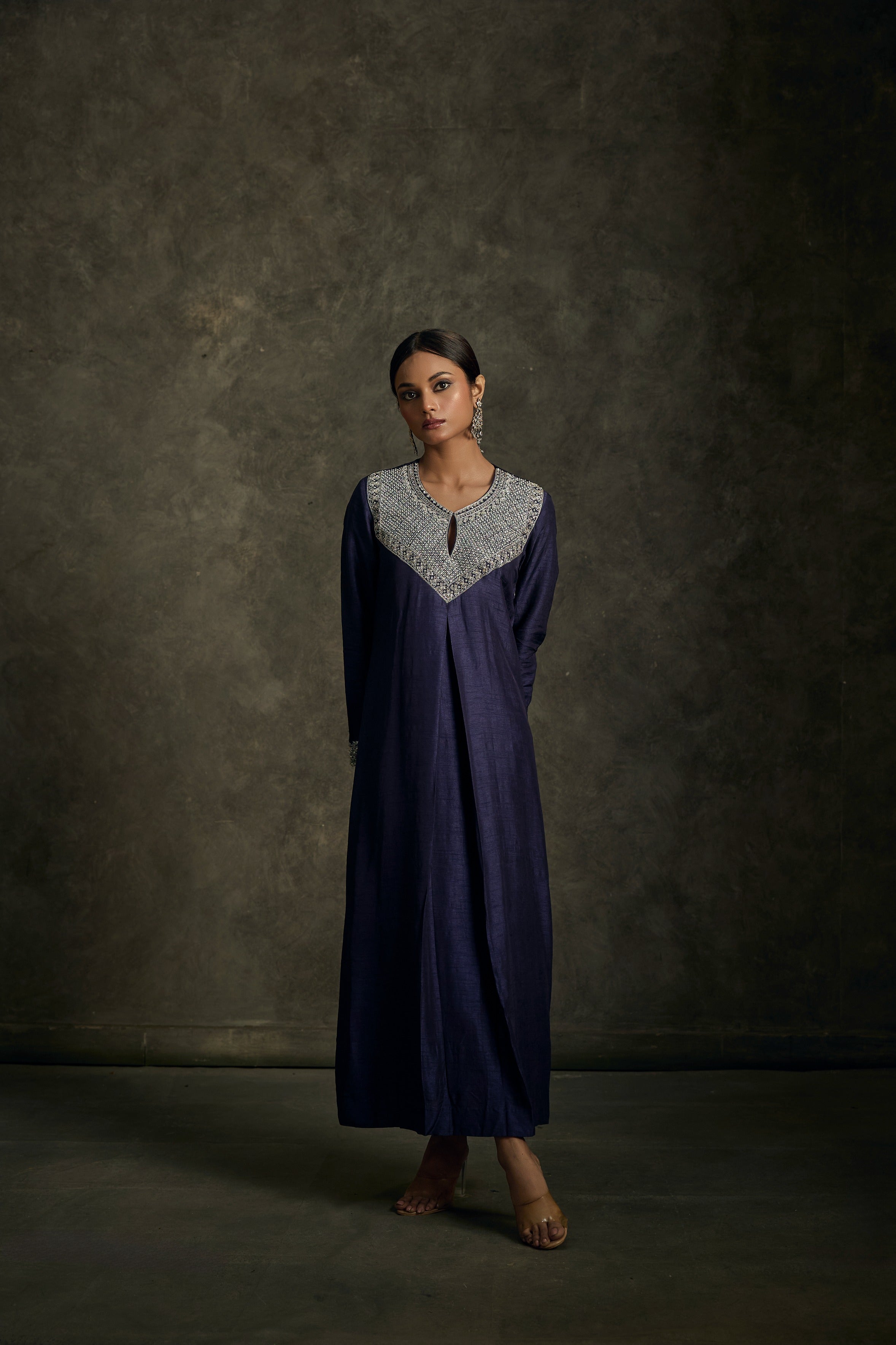 Hoorvia -Midnight Indigo Embroidered Kurta Dress