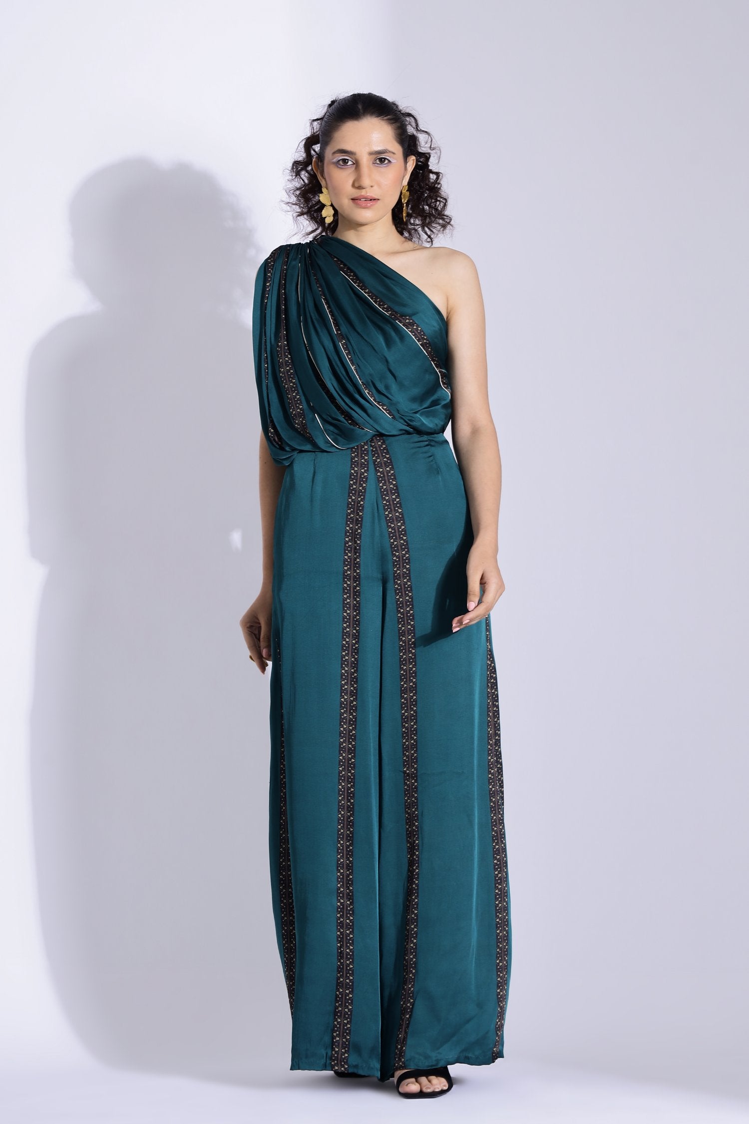 One Shoulder Drape Jumpsuit