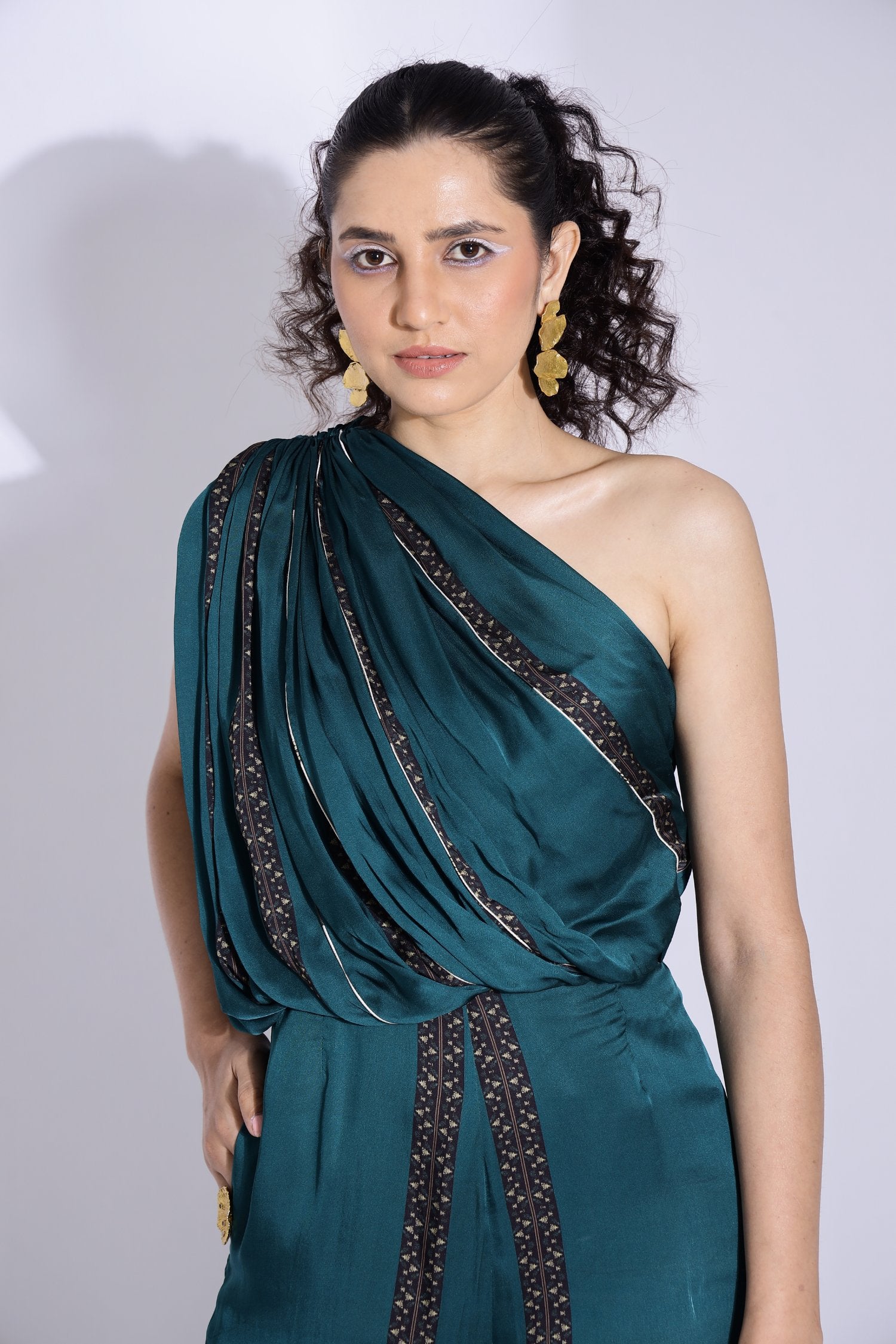 One Shoulder Drape Jumpsuit