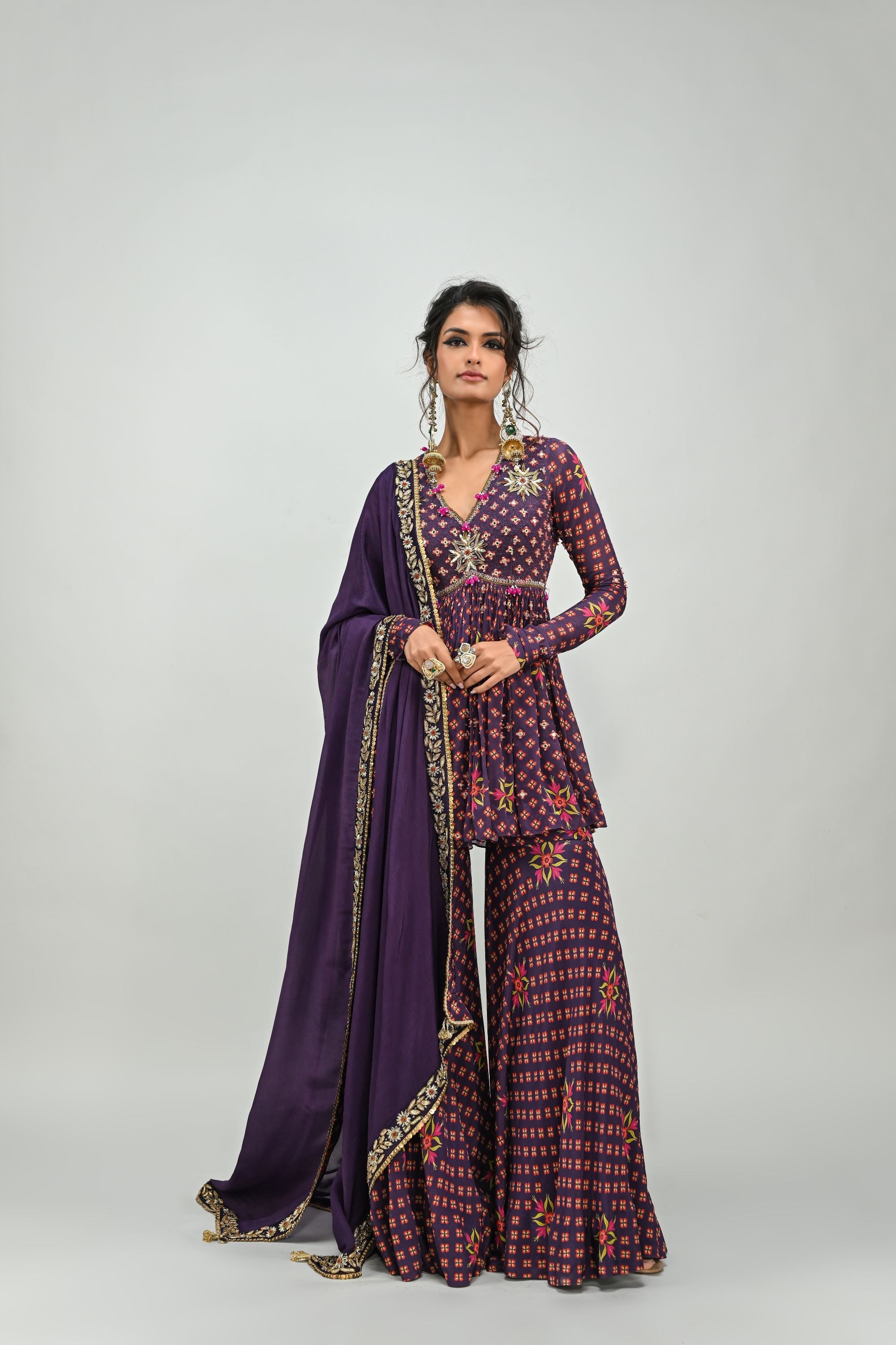Plum Sharara Set with Dupatta