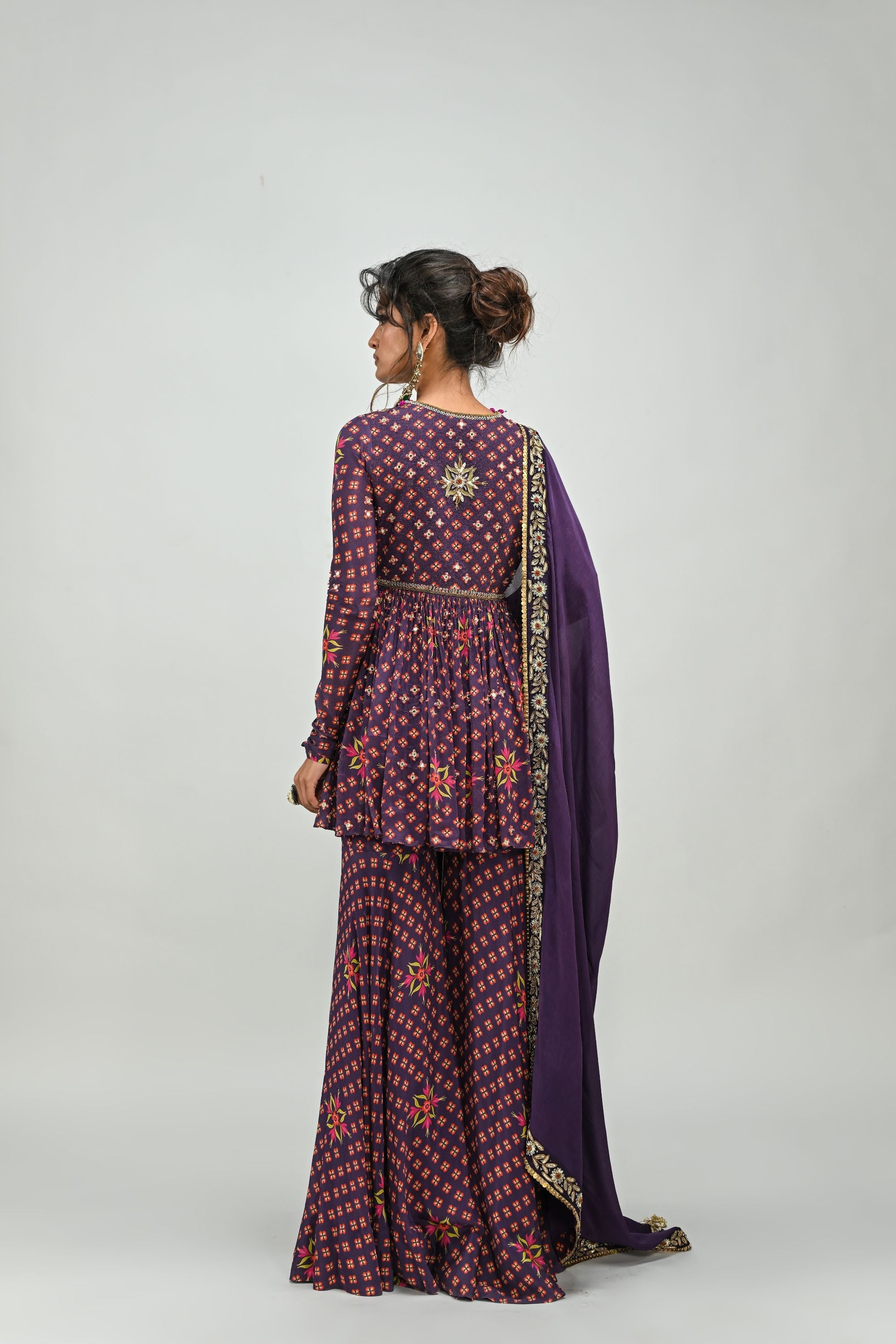 Plum Sharara Set with Dupatta