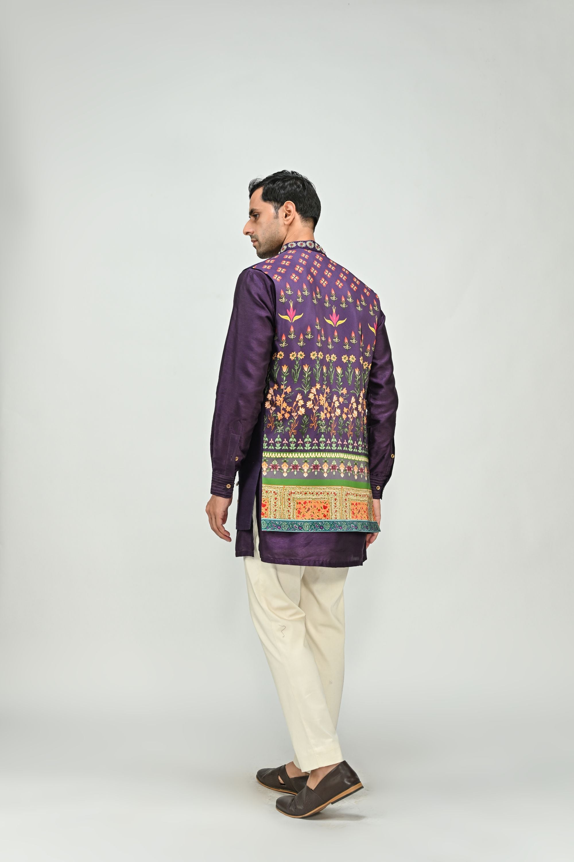 Plum Butta Jacket Kurta Pant Set