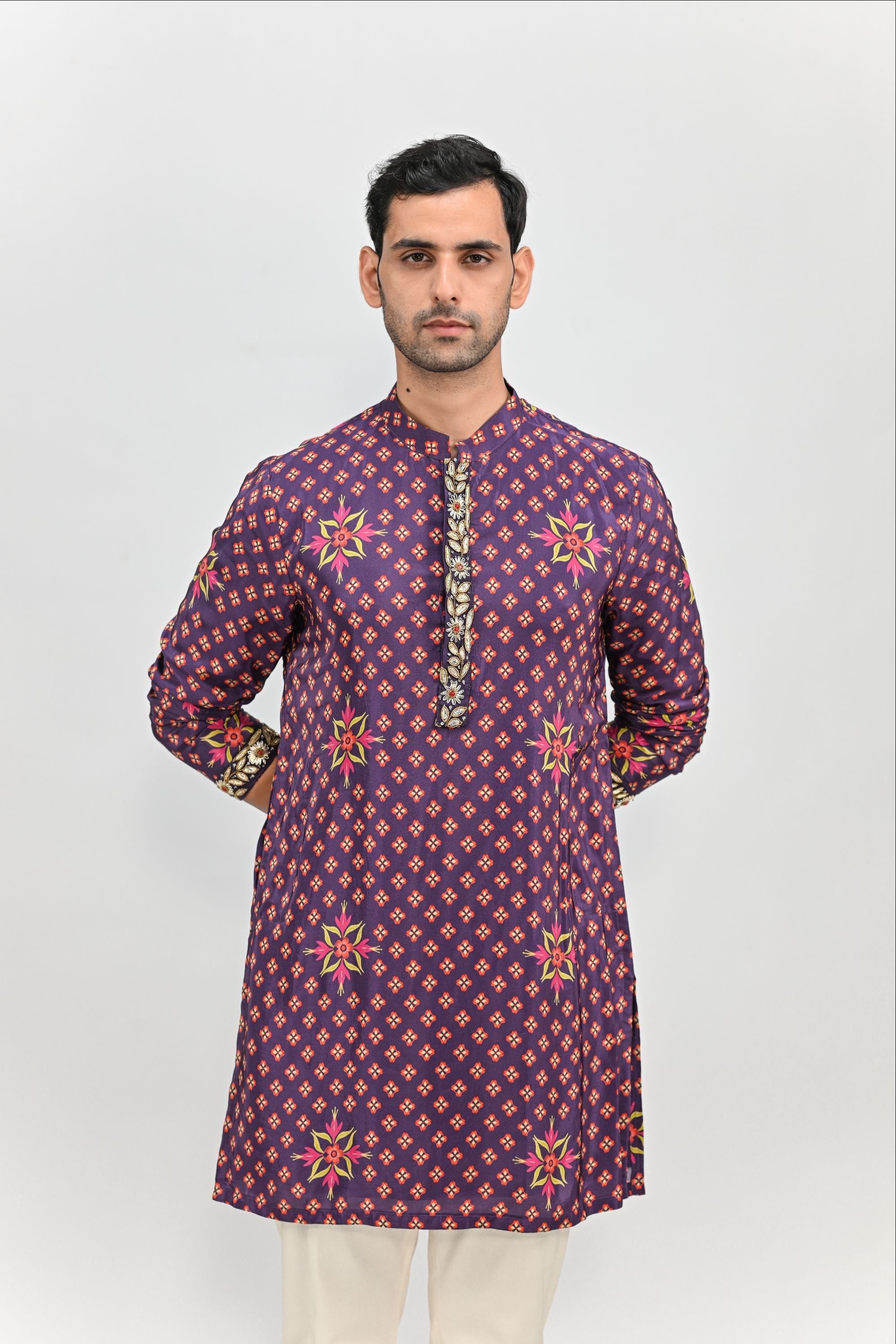 Plum Short Kurta Set