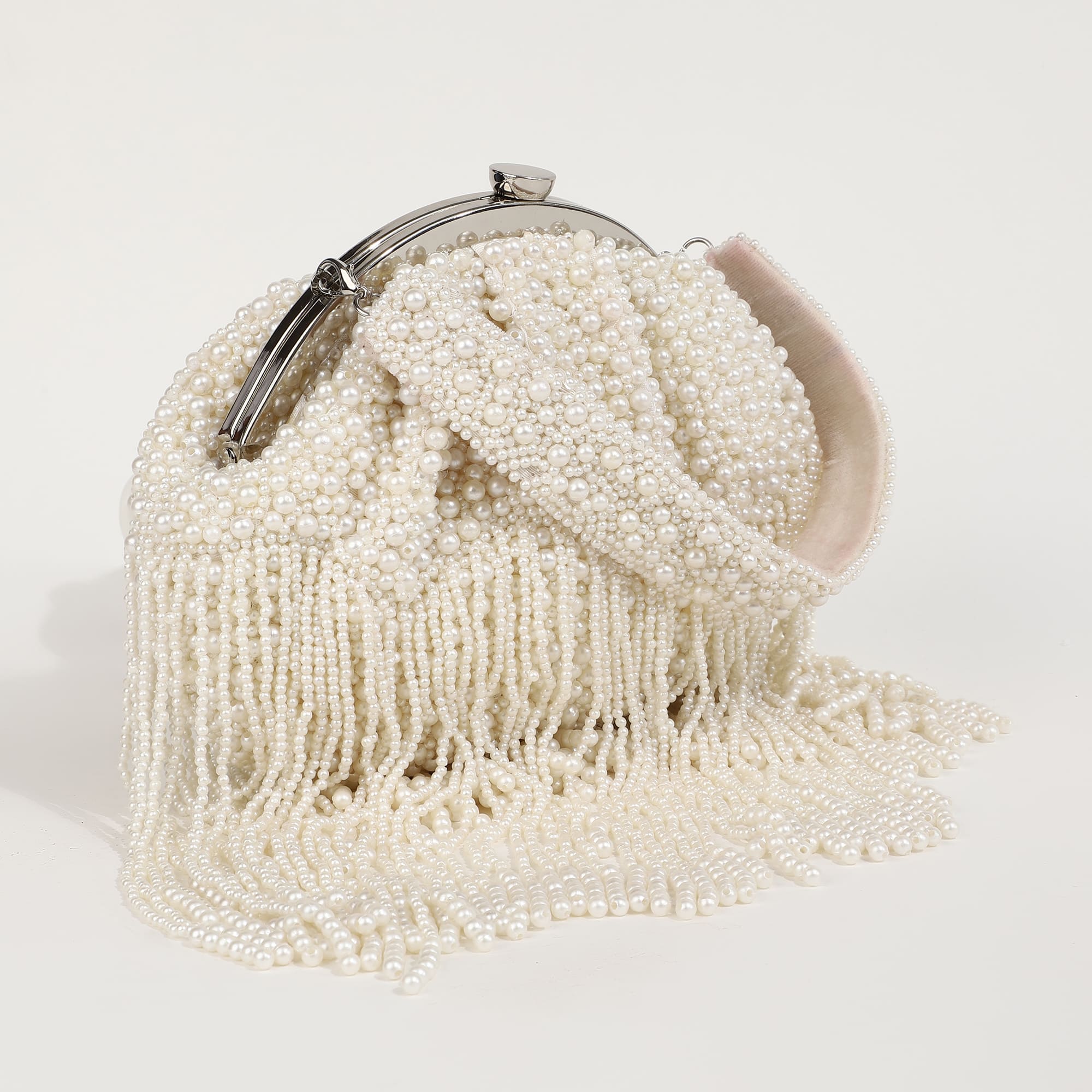 THE TAN CLAN Pearl Batua Bag with Tassels