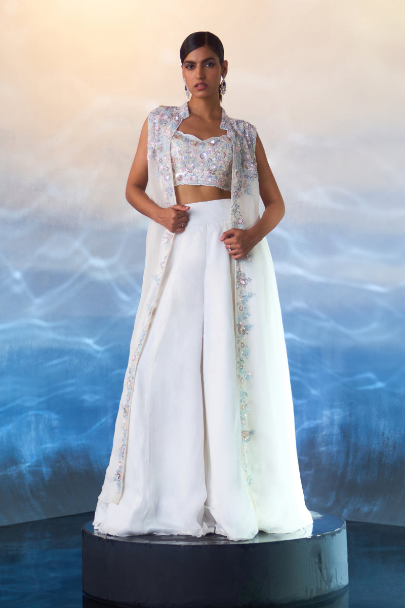 White Organza Jacket Set