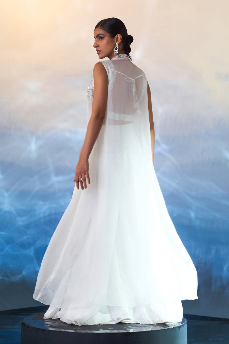 White Organza Jacket Set