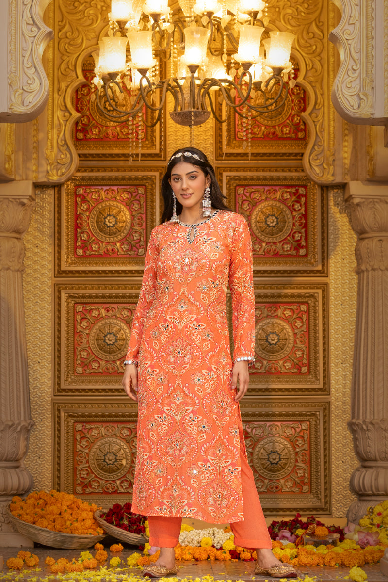 KURTA + PANT + DUPATTA - INDU ORANGE