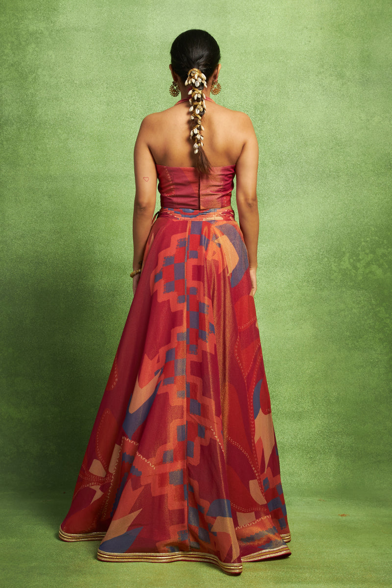 Abstract Printed Lehenga Set